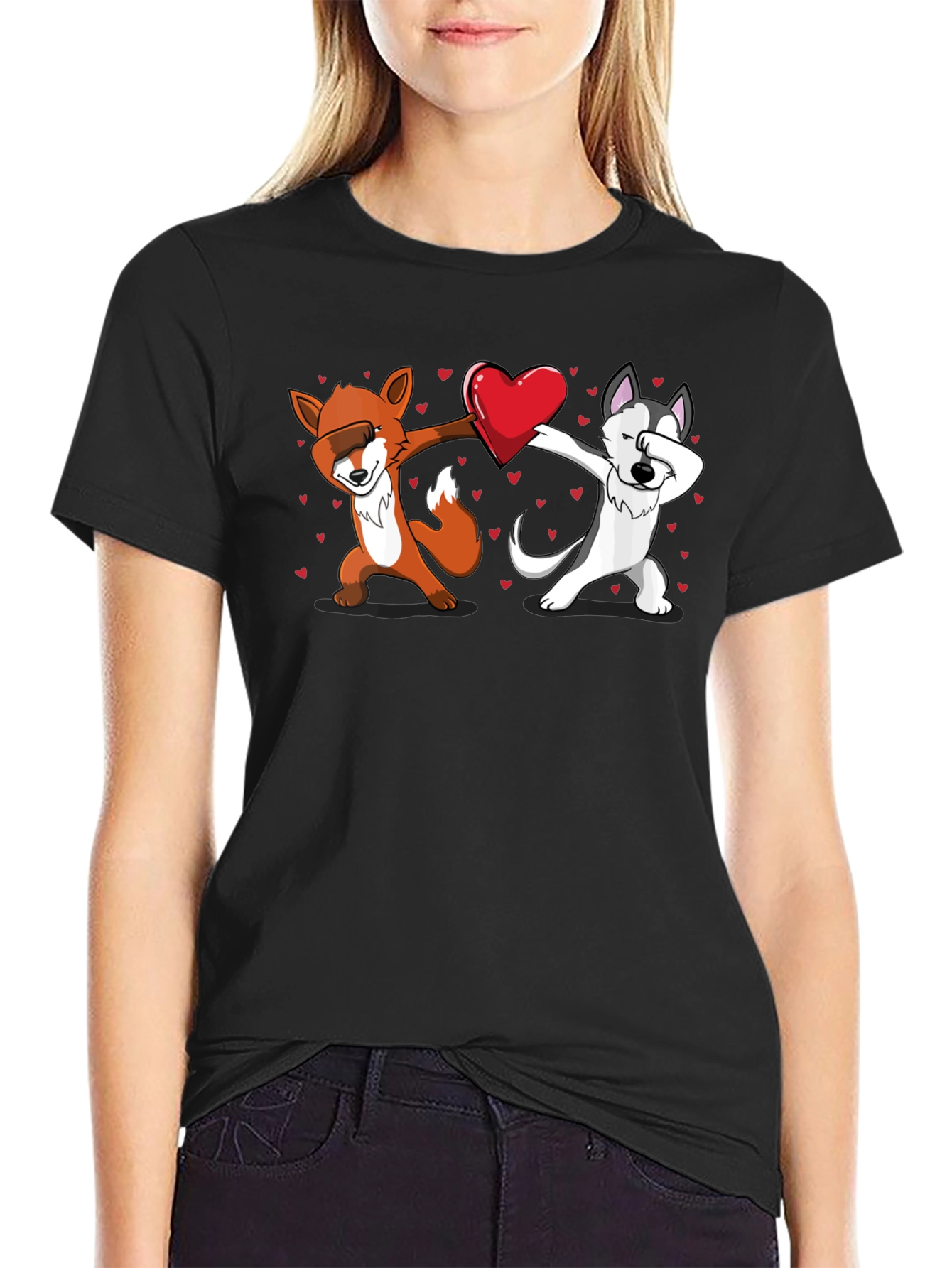 Dabbing Fox and Husky Love T-Shirt
