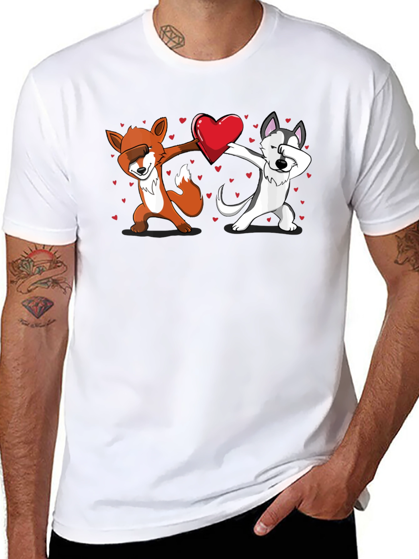 Dabbing Fox and Husky Love T-Shirt