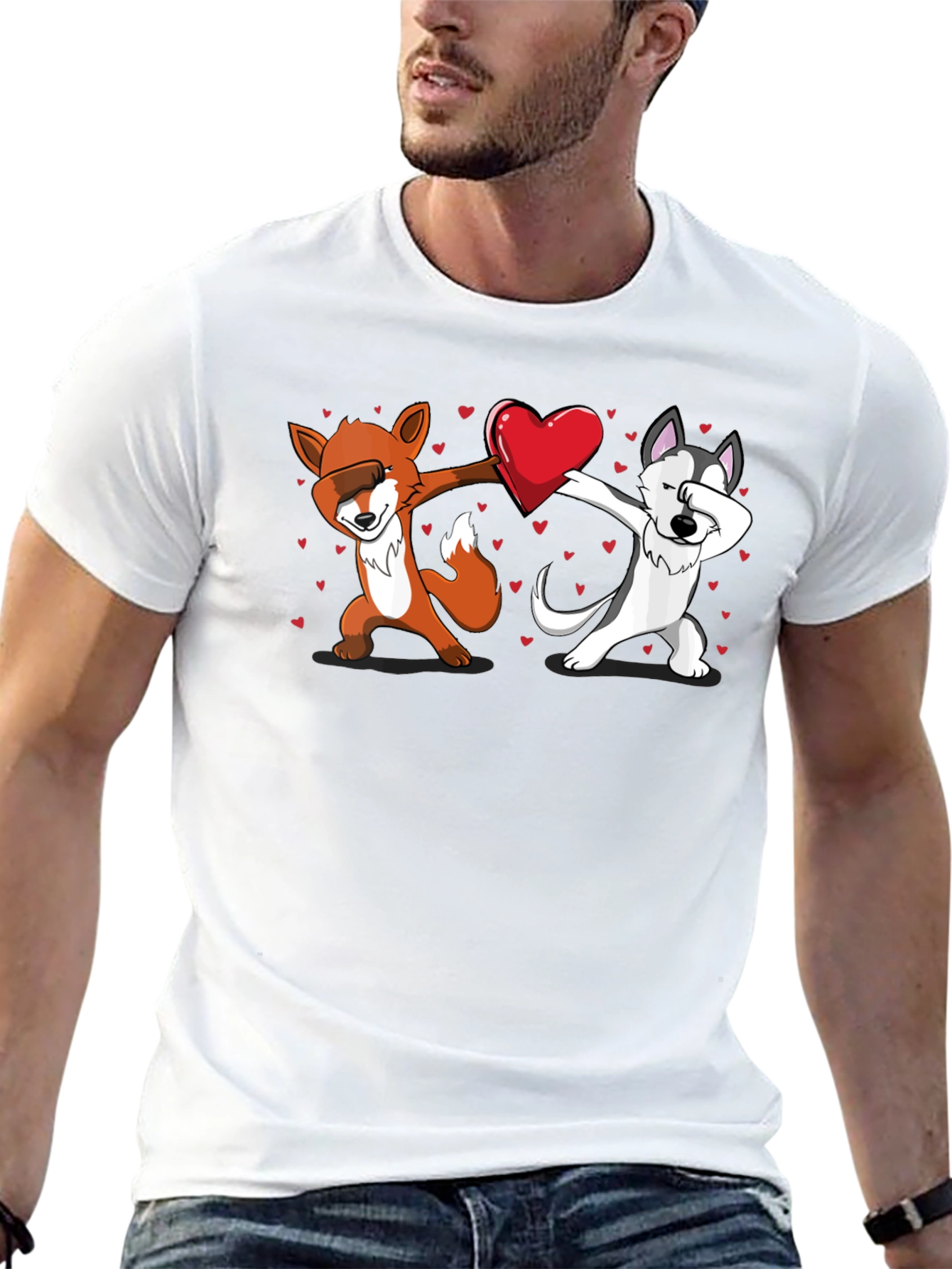 Dabbing Fox and Husky Love T-Shirt