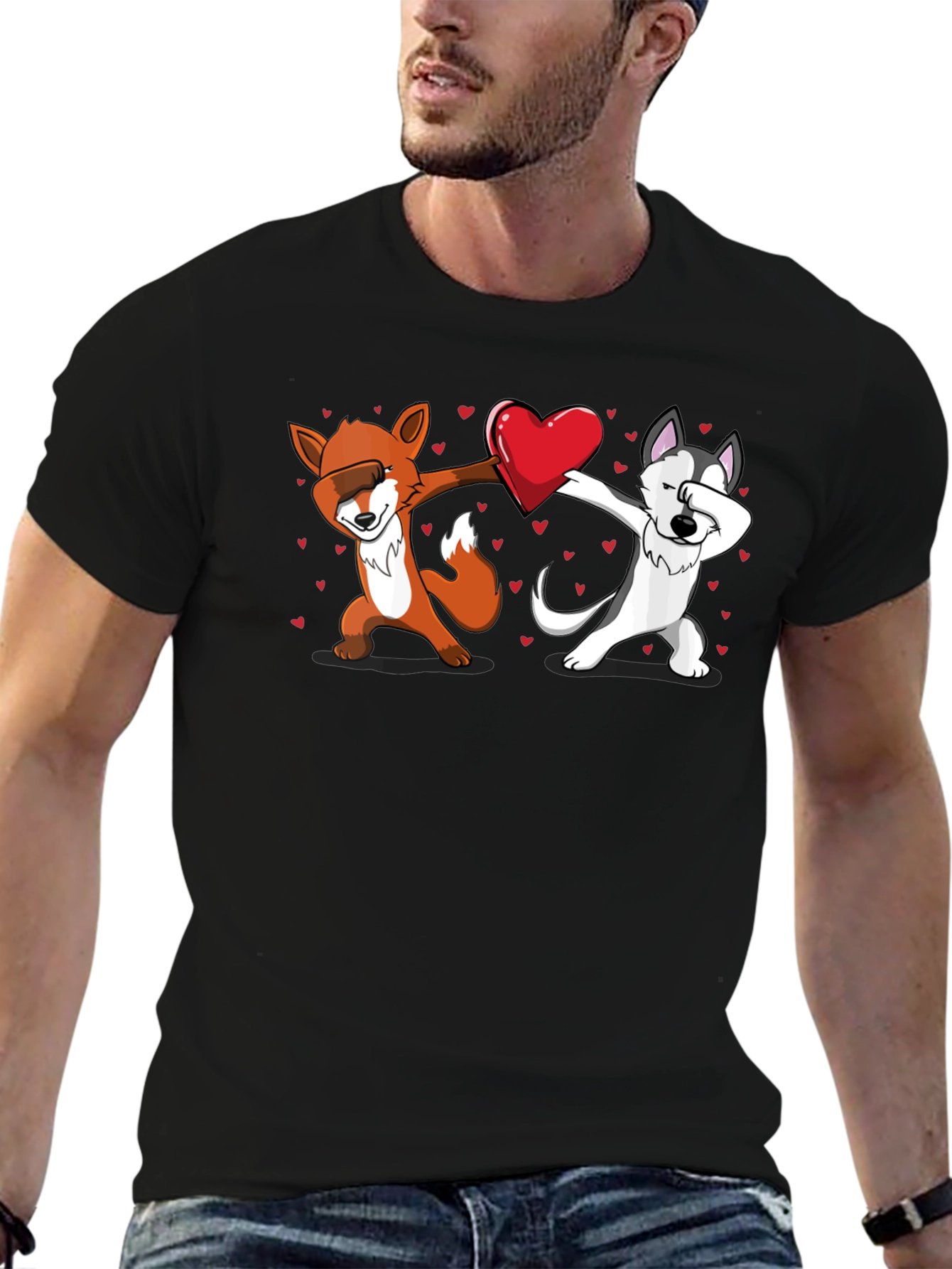 Dabbing Fox and Husky Love T-Shirt