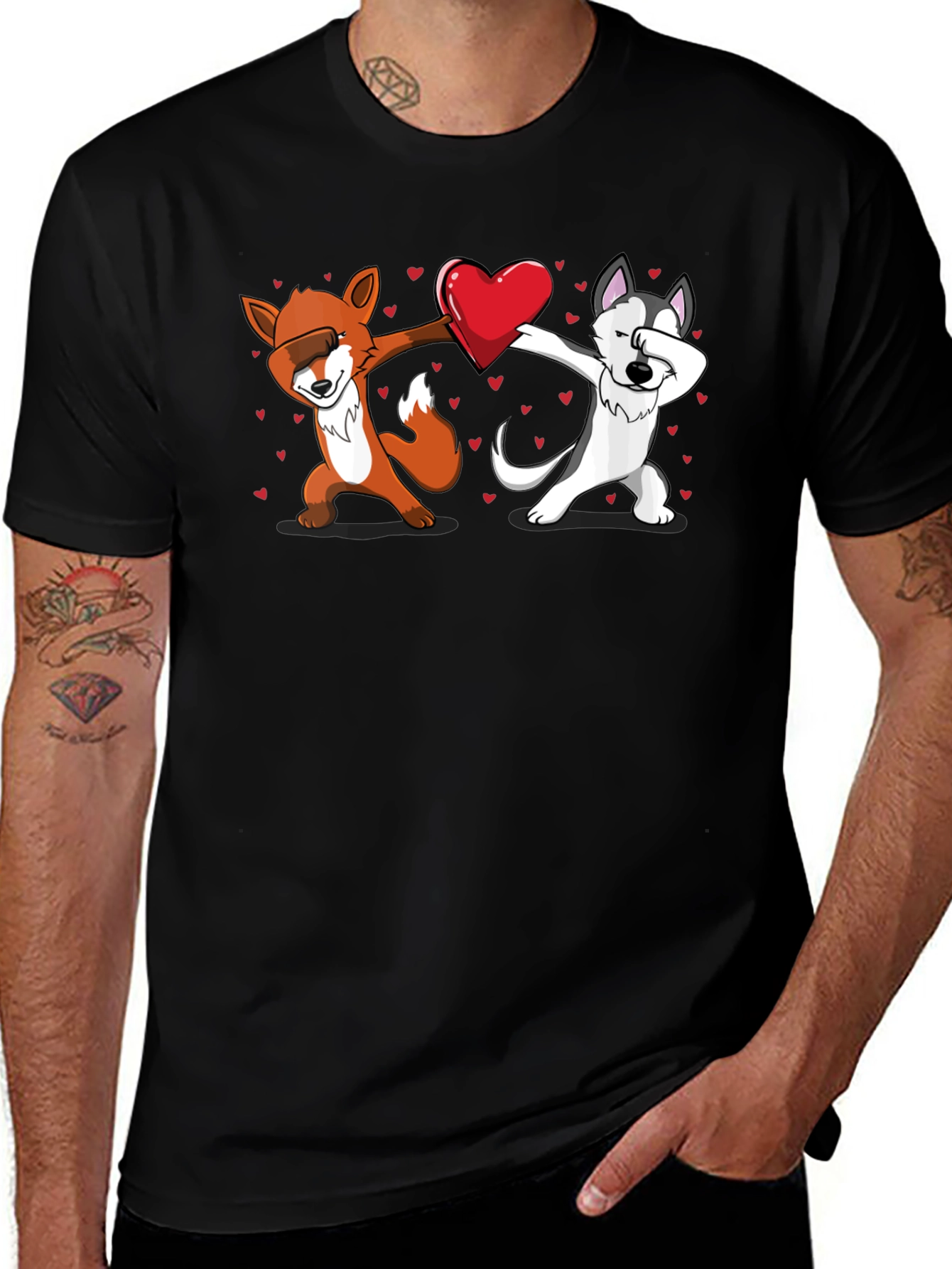Dabbing Fox and Husky Love T-Shirt