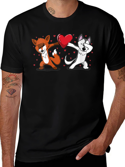 Dabbing Fox and Husky Love T-Shirt