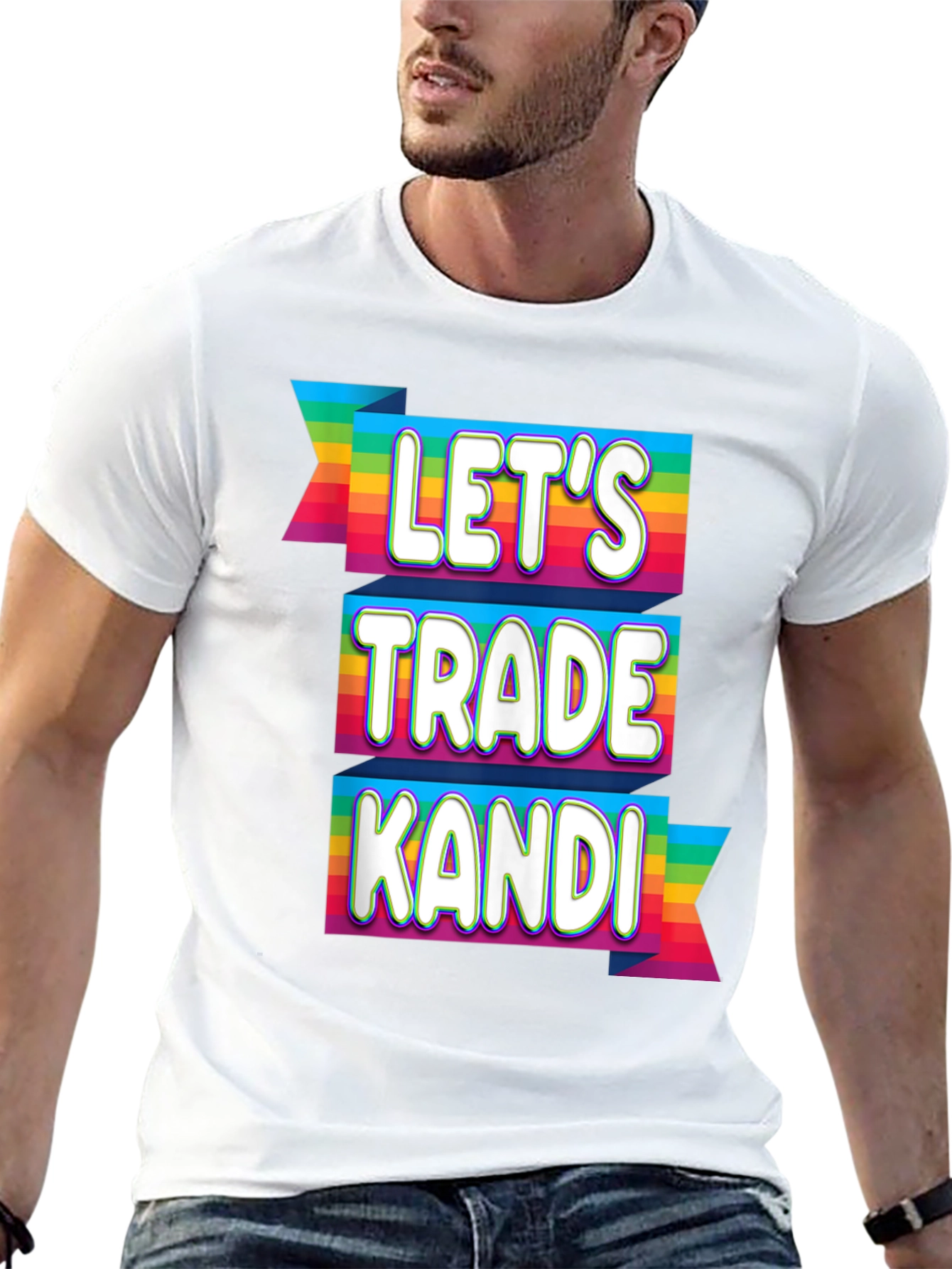 Lets Trade Kandi Rave T-Shirt Festival EDM Rainbow
