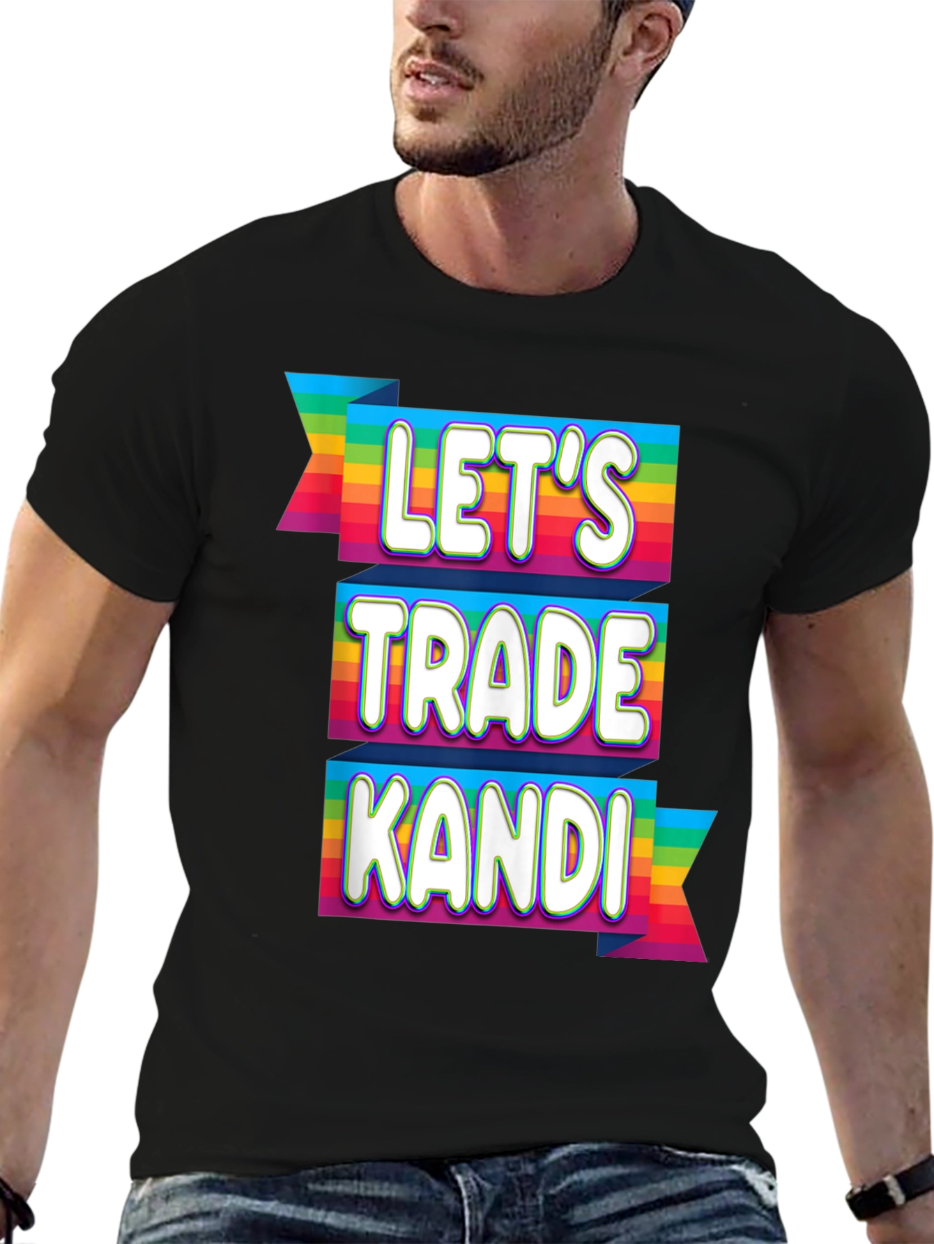 Lets Trade Kandi Rave T-Shirt Festival EDM Rainbow