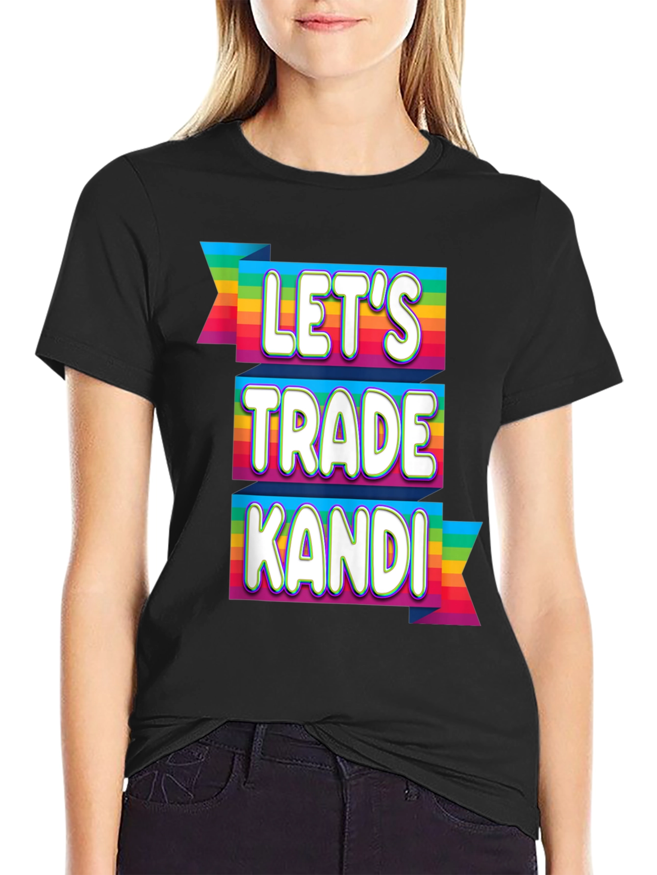 Lets Trade Kandi Rave T-Shirt Festival EDM Rainbow