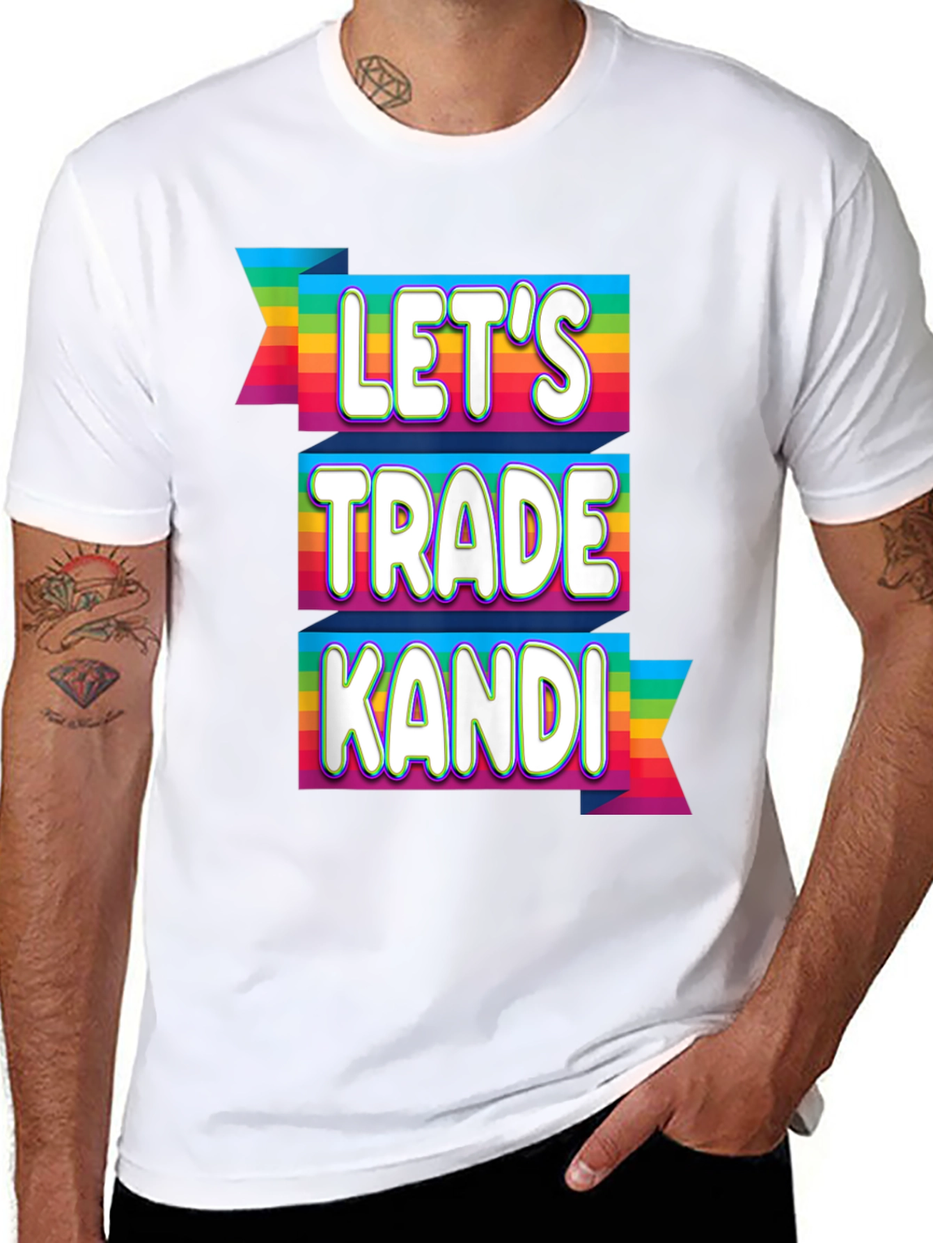 Lets Trade Kandi Rave T-Shirt Festival EDM Rainbow