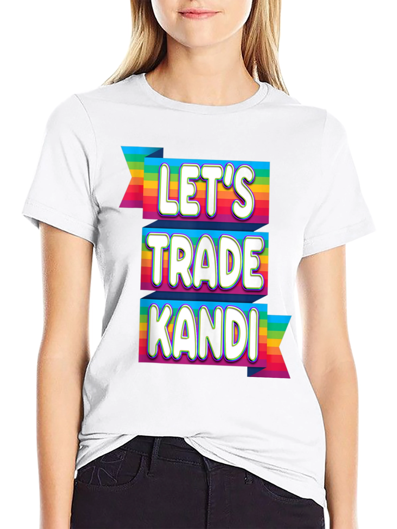 Lets Trade Kandi Rave T-Shirt Festival EDM Rainbow