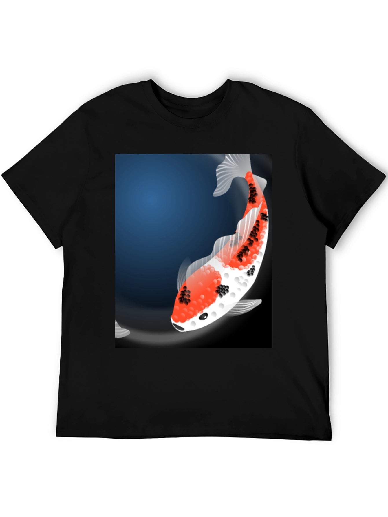 Koi Fish Graphic Tee - Black Casual T-Shirt