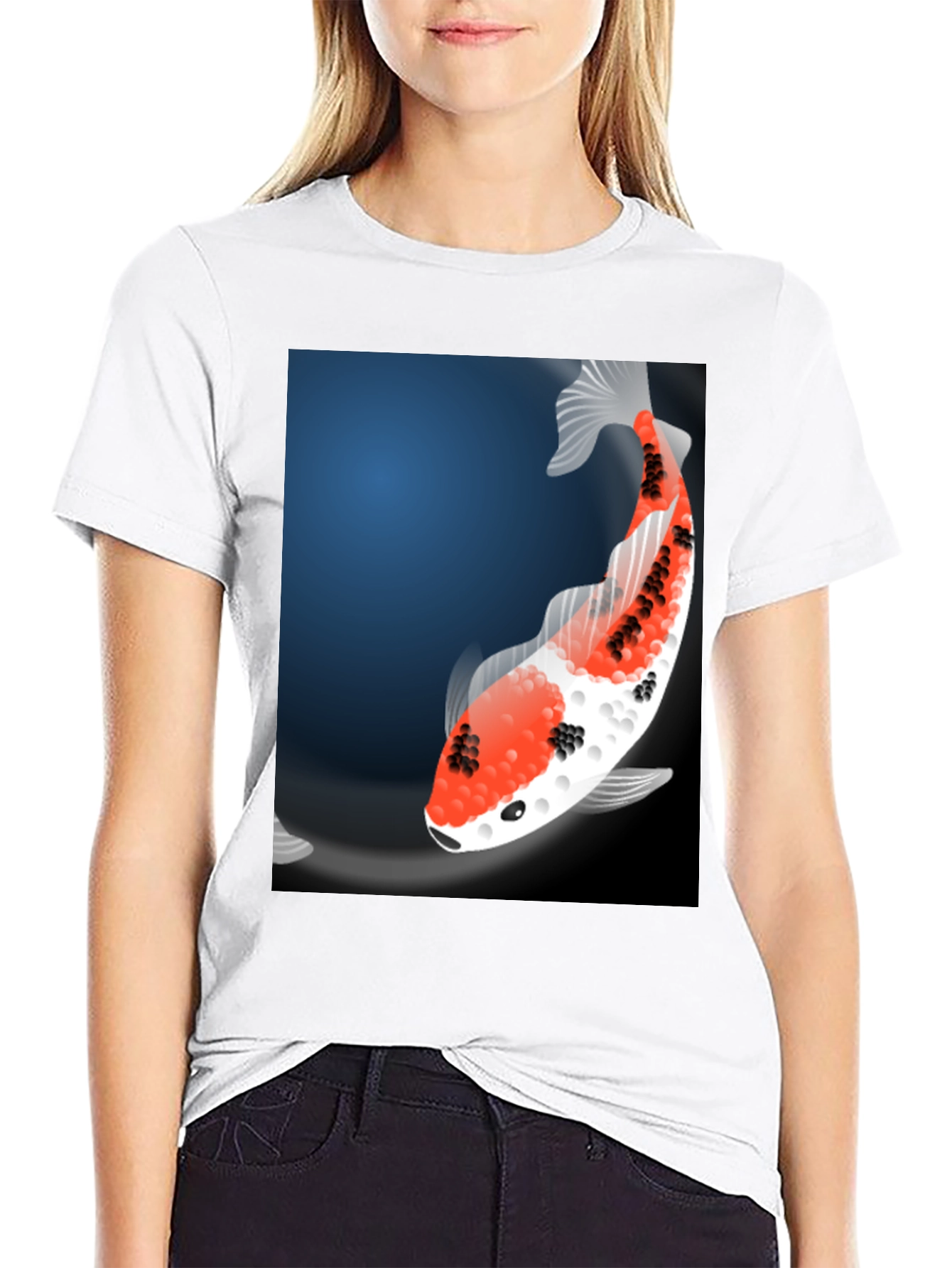 Koi Fish Graphic Tee - Black Casual T-Shirt