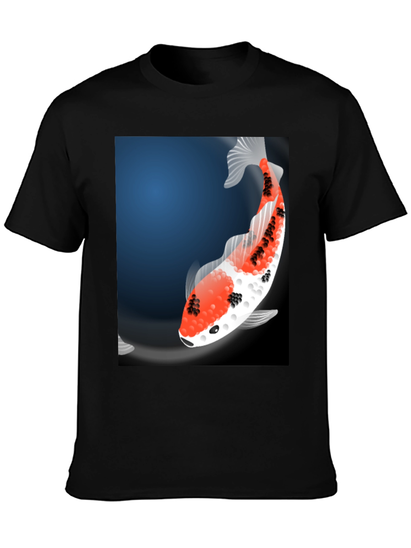 Koi Fish Graphic Tee - Black Casual T-Shirt