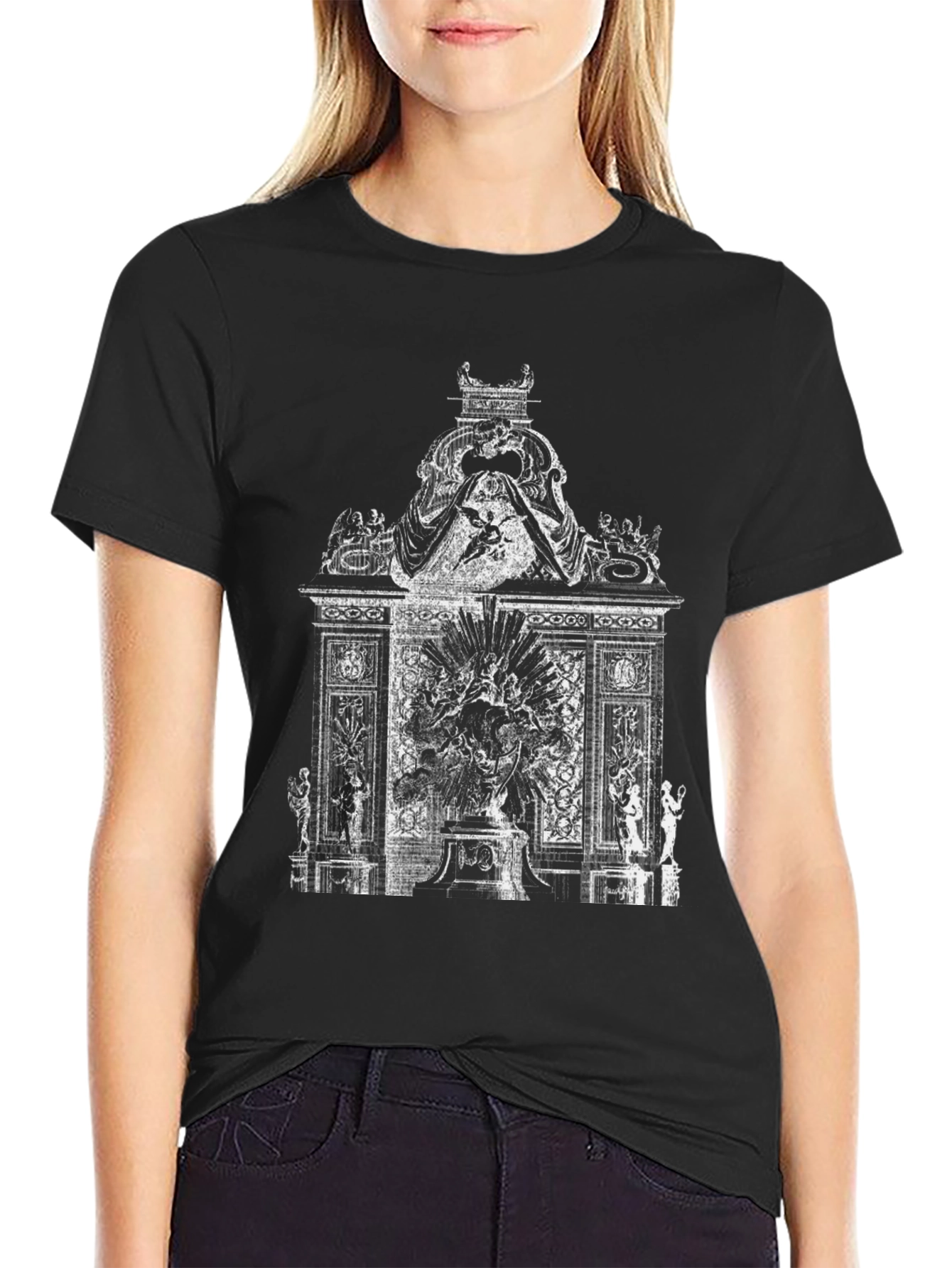 Ornate Monument Graphic Tee - Black