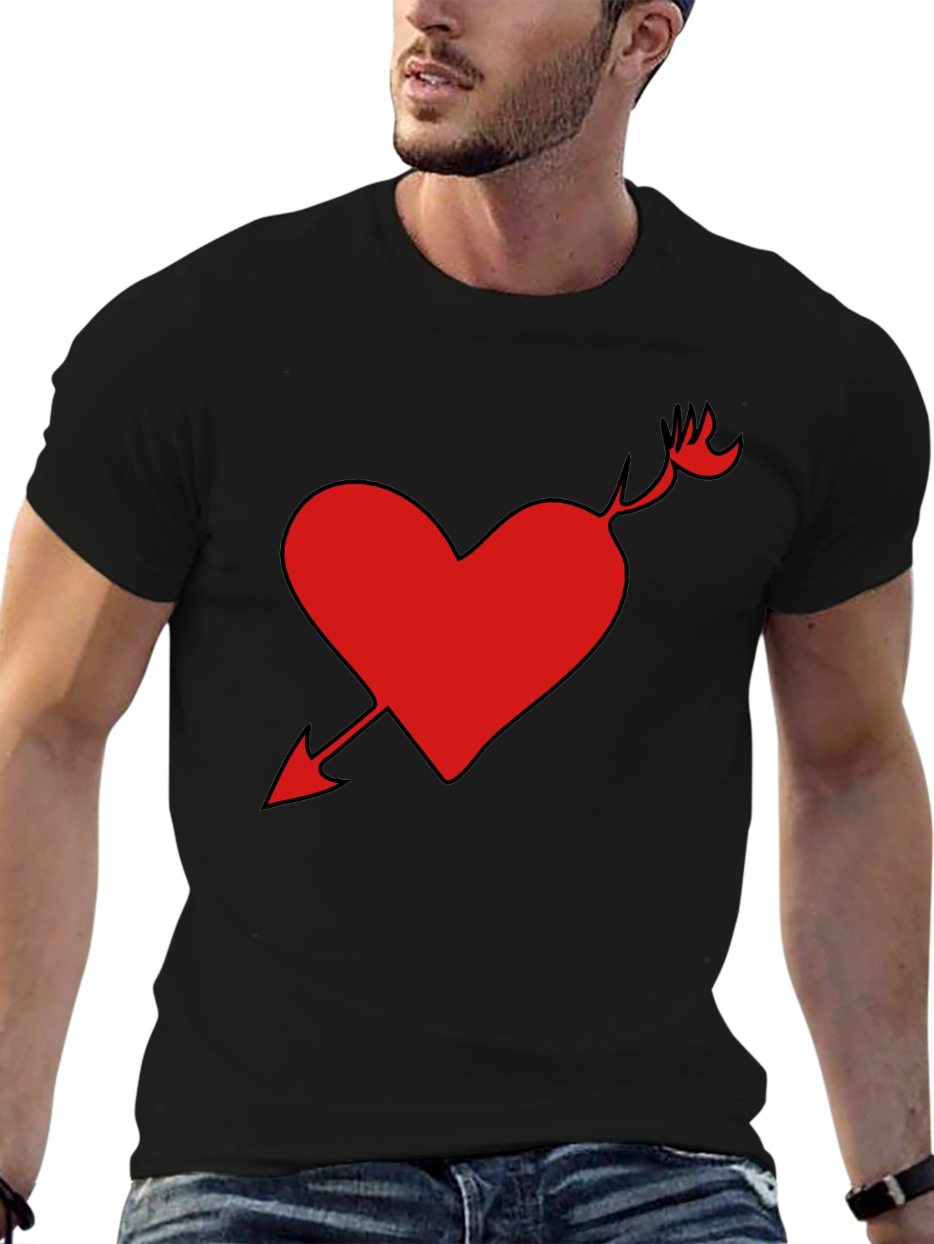 Heart Arrow Graphic Tee - Black