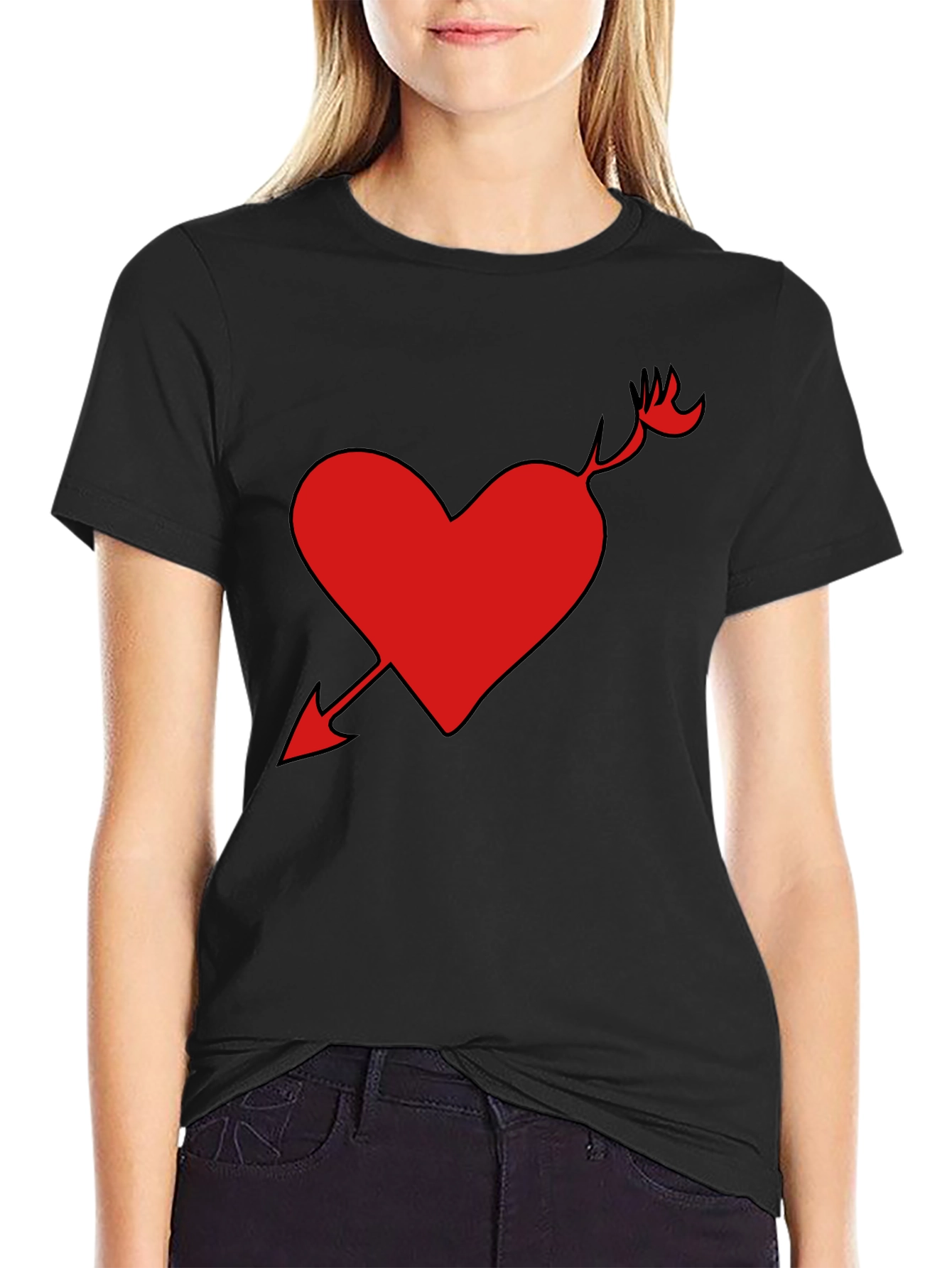 Heart Arrow Graphic Tee - Black