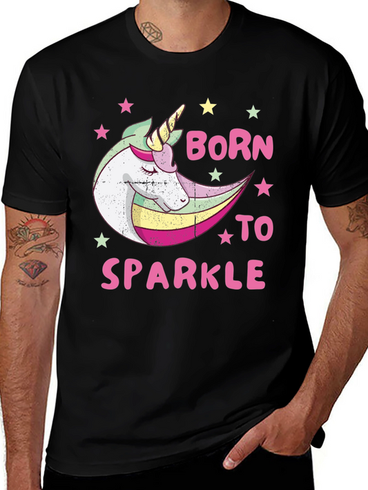 Unicorn Born to Sparkle Black Graphic Tee