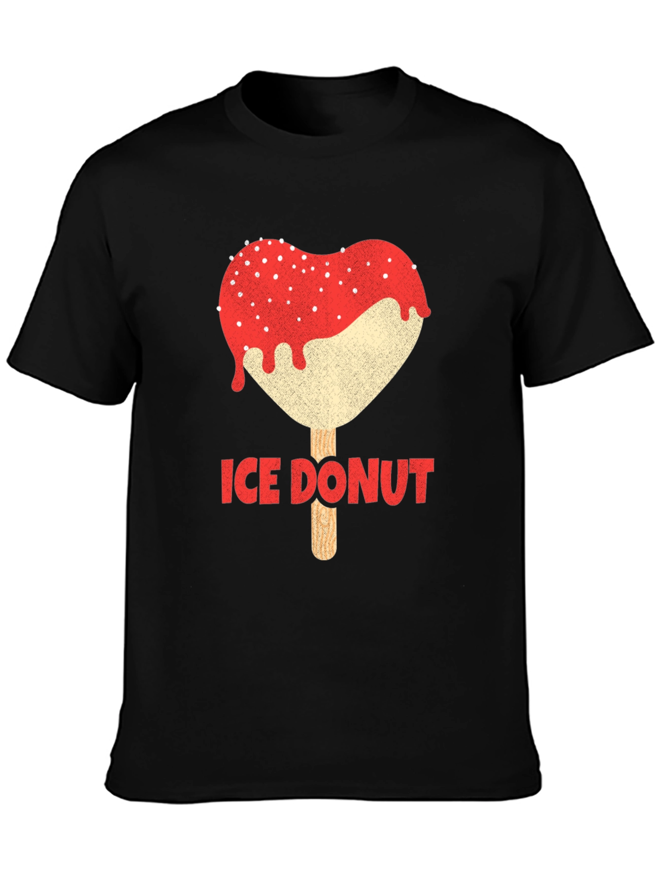 Ice Donut Heart Graphic Black T-Shirt