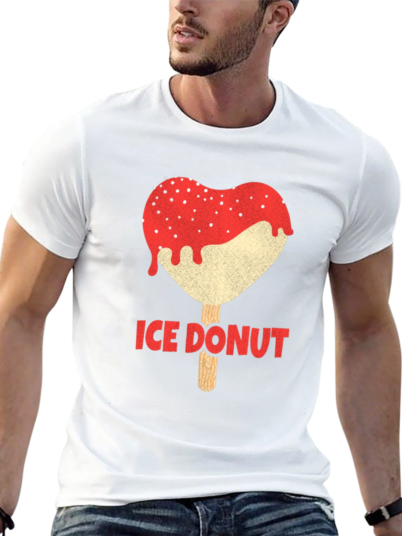 Ice Donut Heart Graphic Black T-Shirt