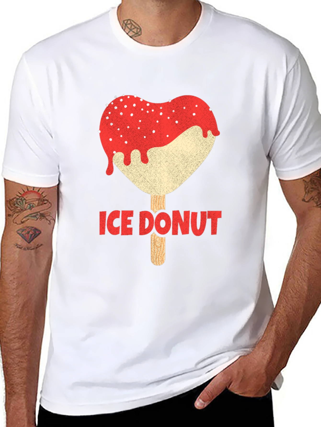 Ice Donut Heart Graphic Black T-Shirt