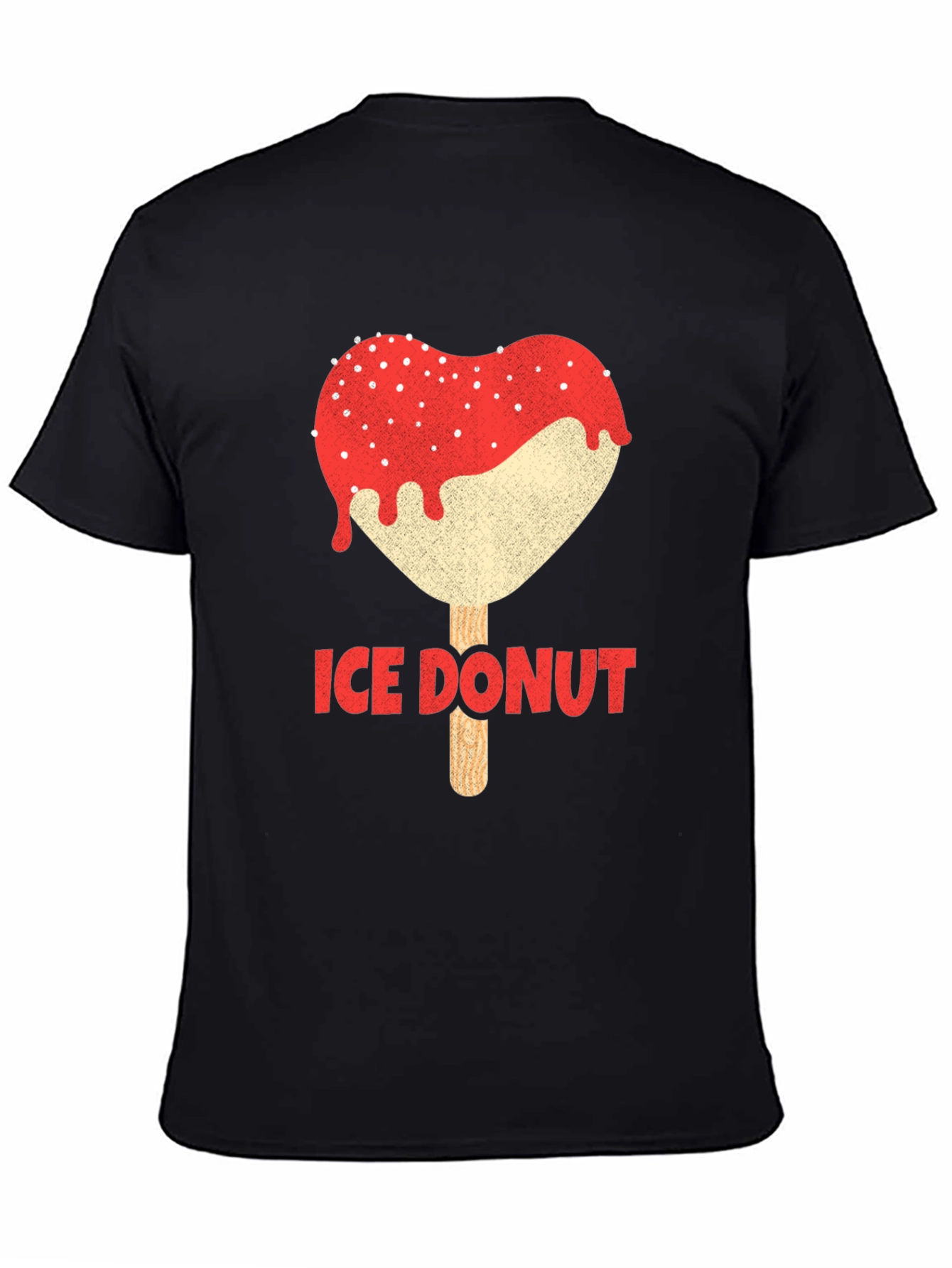 Ice Donut Heart Graphic Black T-Shirt