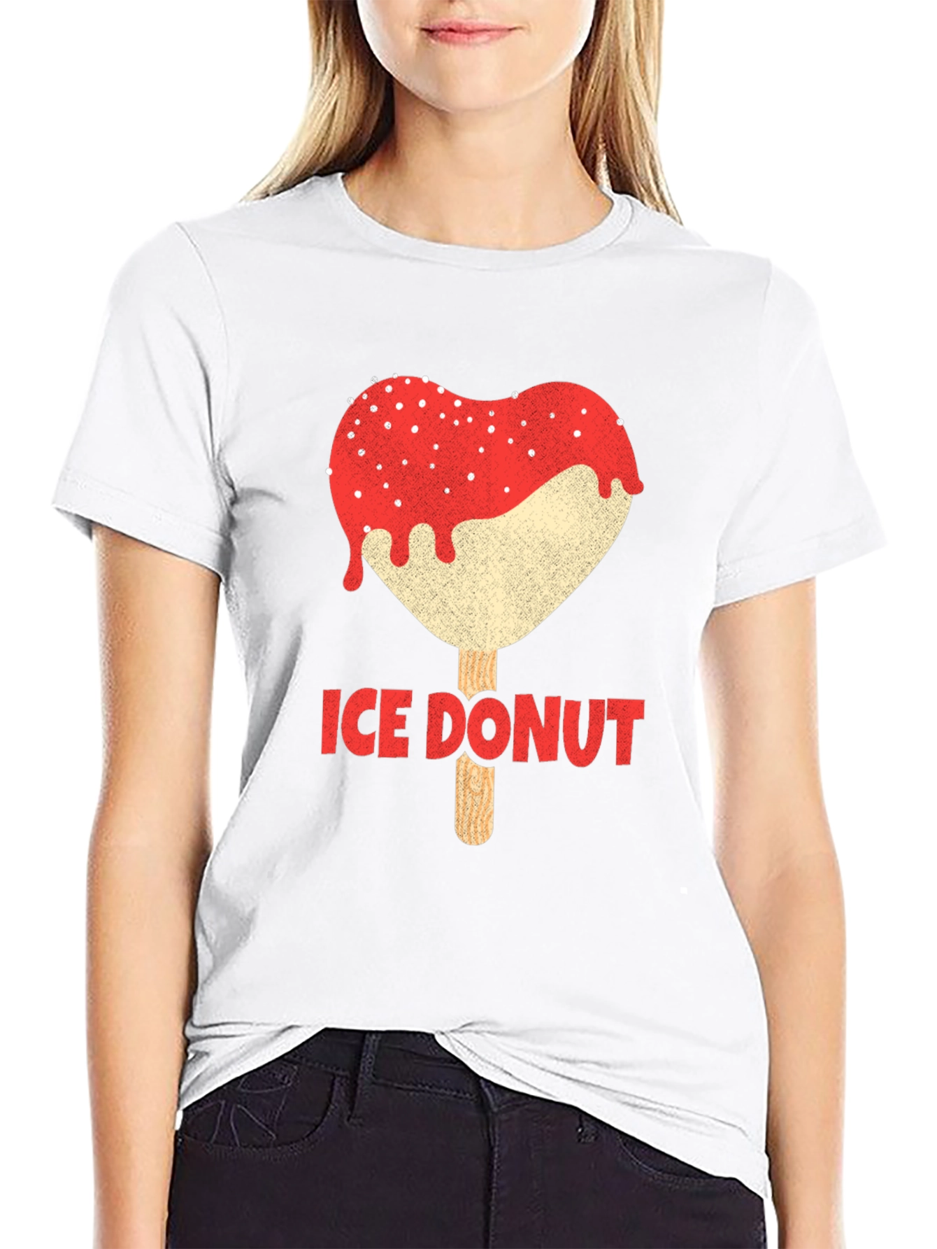 Ice Donut Heart Graphic Black T-Shirt