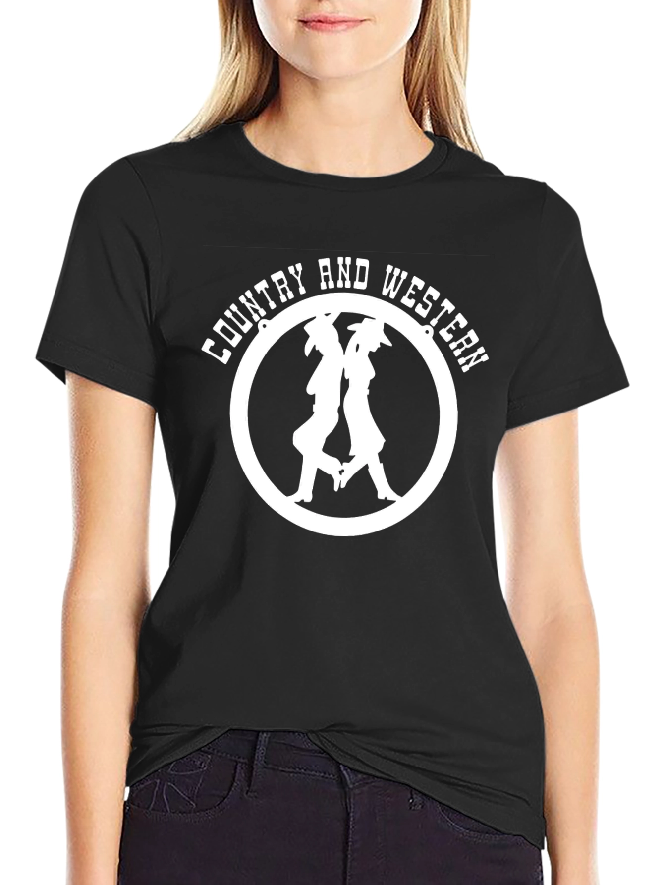 Country & Western Graphic Black T-Shirt