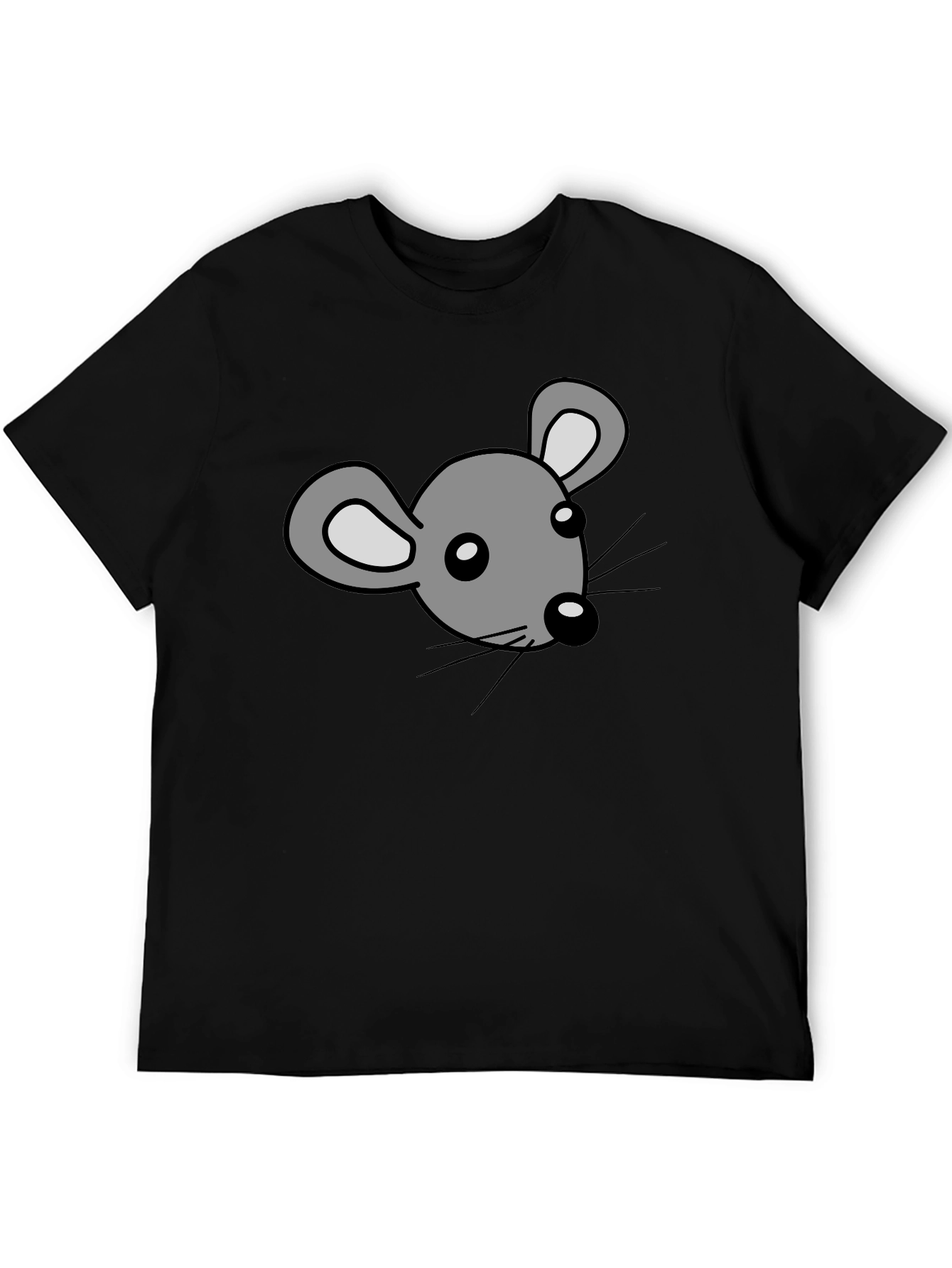 Cartoon Mouse Graphic Print Black T-Shirt