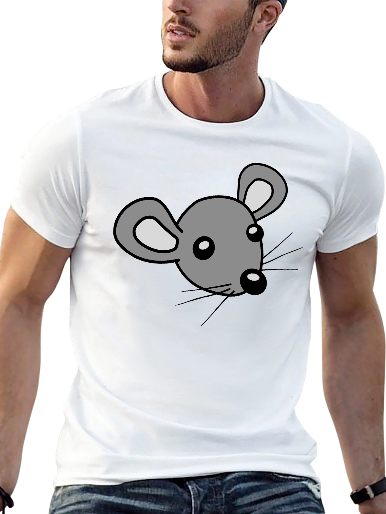 Cartoon Mouse Graphic Print Black T-Shirt
