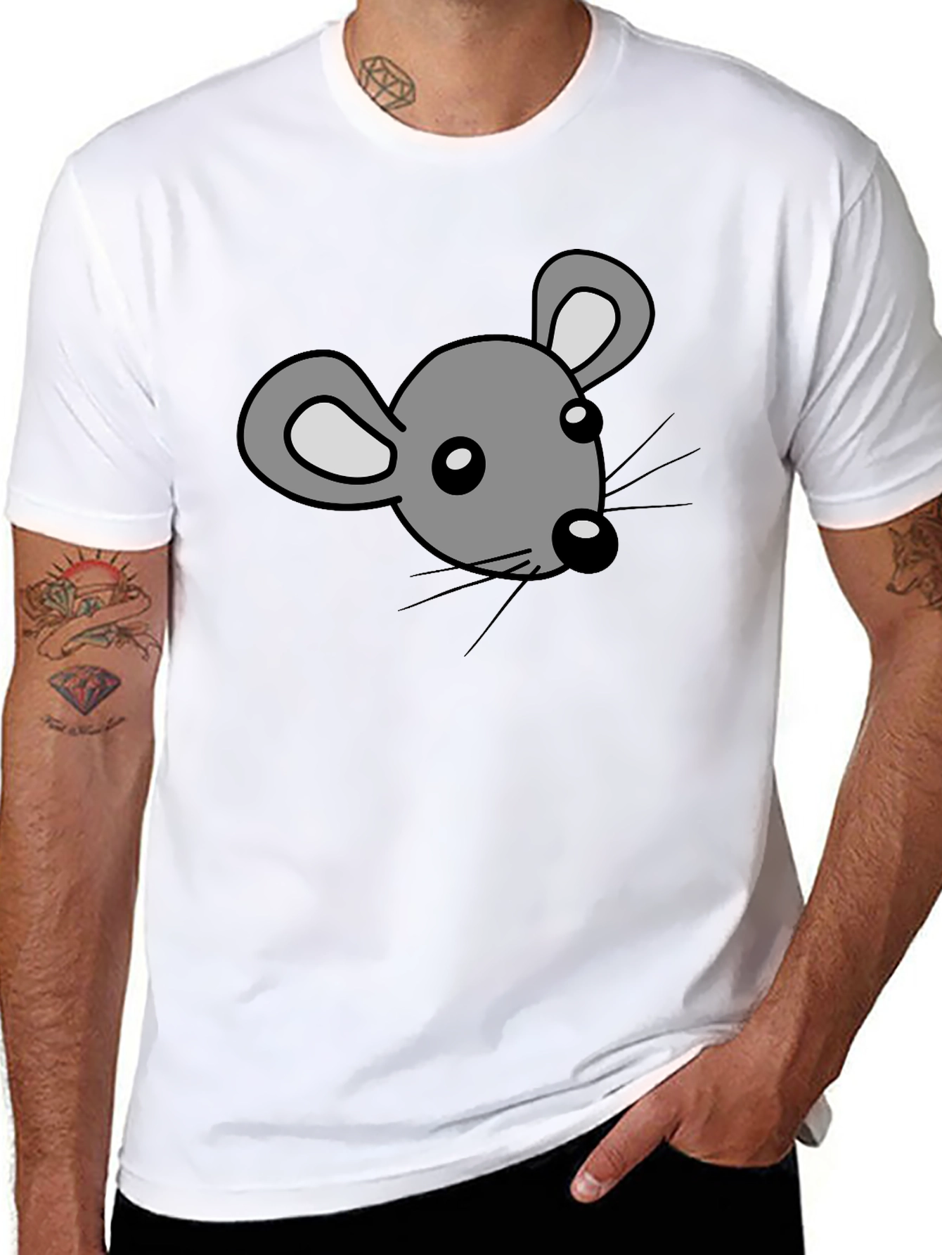 Cartoon Mouse Graphic Print Black T-Shirt