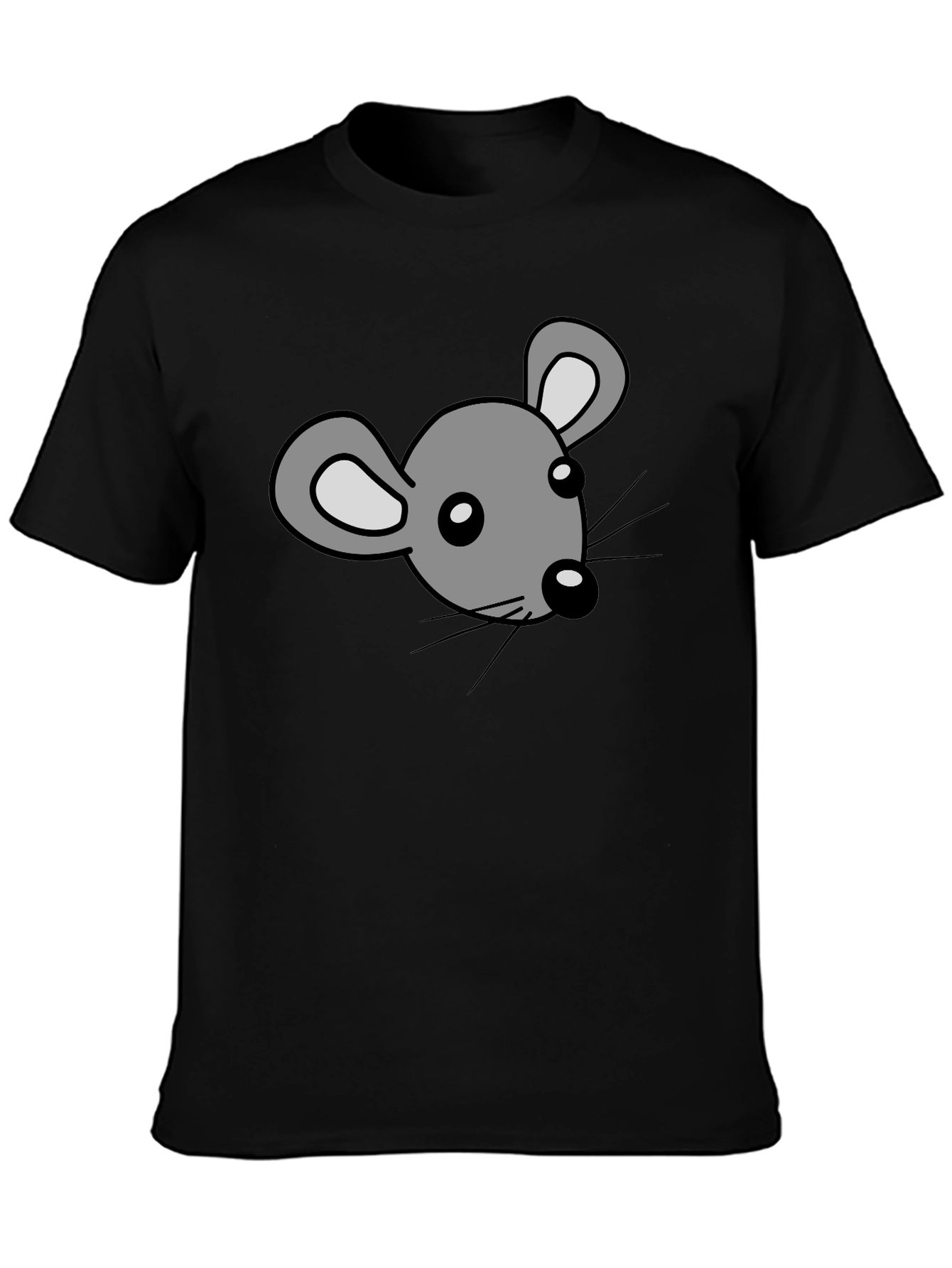Cartoon Mouse Graphic Print Black T-Shirt