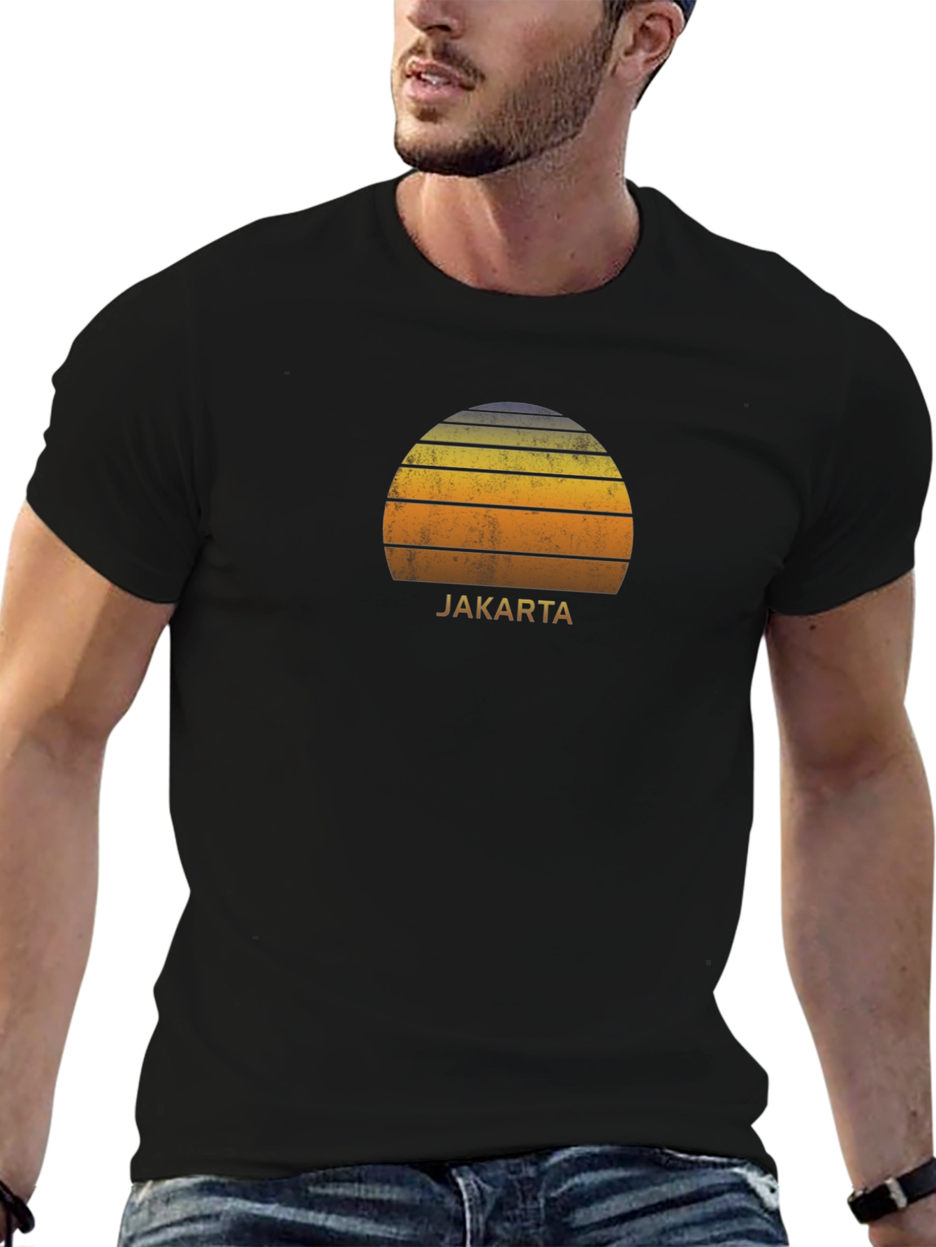 Jakarta Sunset Graphic Tee - Retro Style