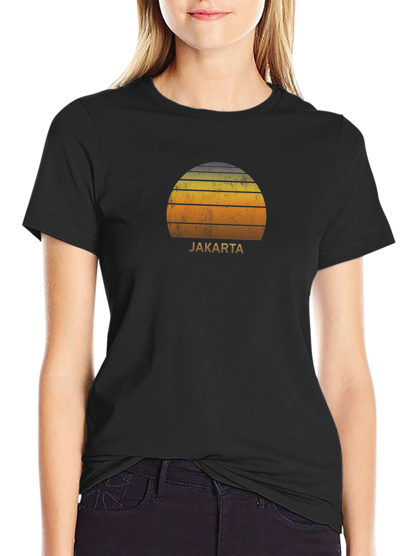 Jakarta Sunset Graphic Tee - Retro Style