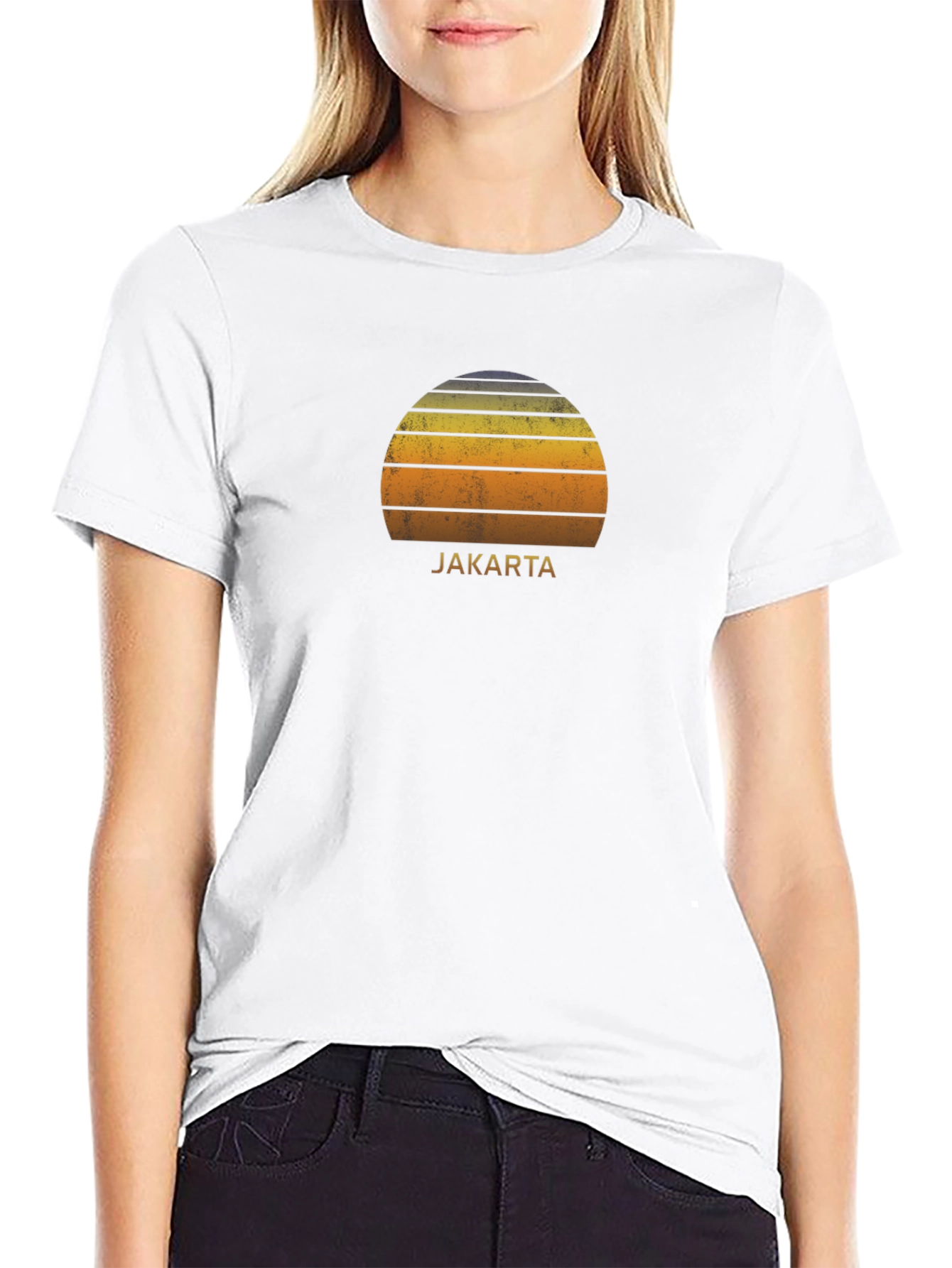 Jakarta Sunset Graphic Tee - Retro Style