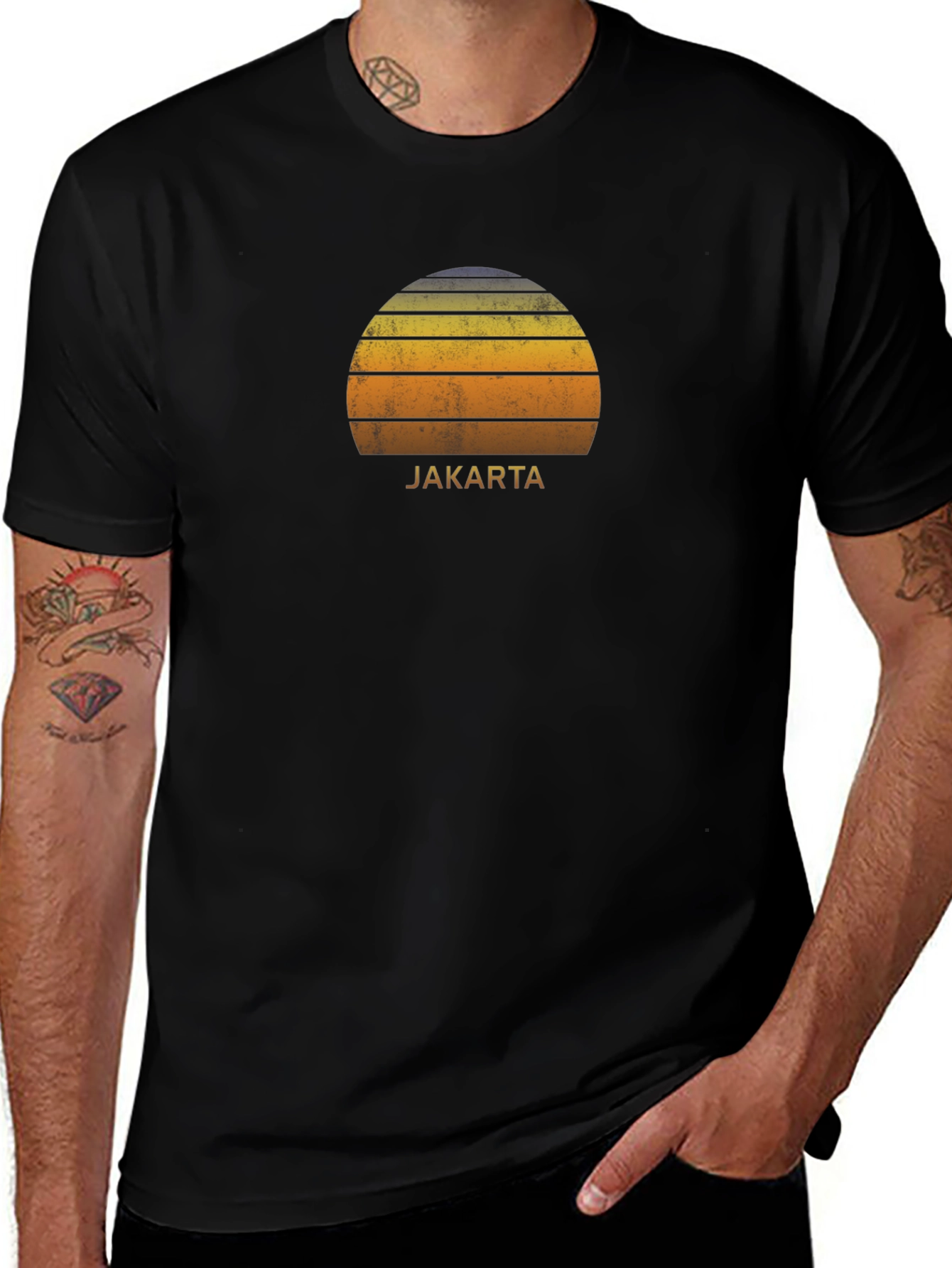 Jakarta Sunset Graphic Tee - Retro Style