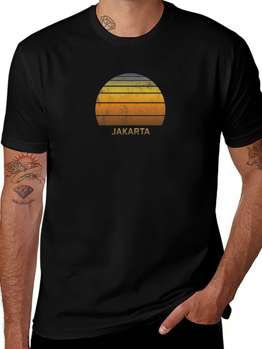 Jakarta Sunset Graphic Tee - Retro Style