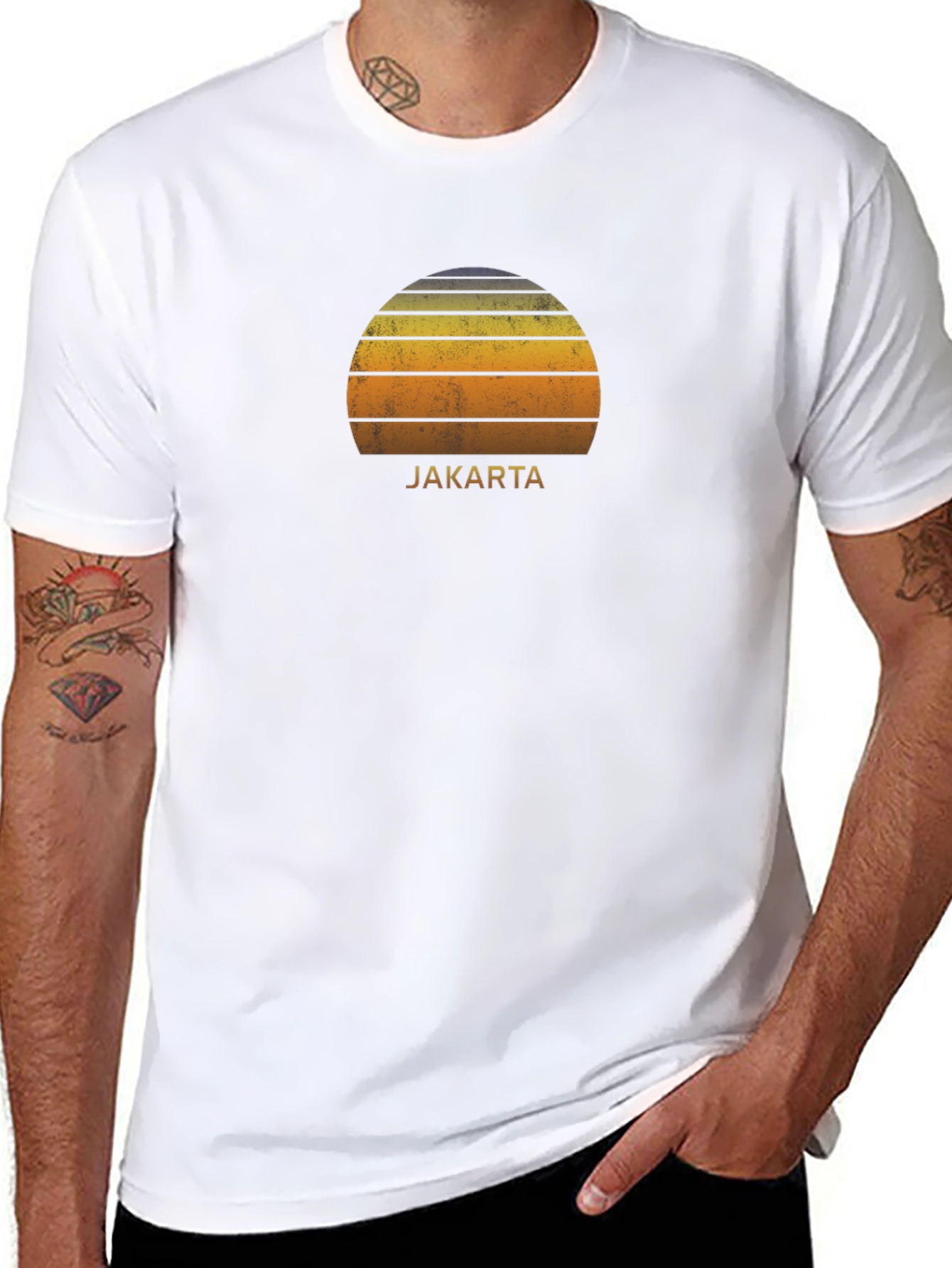 Jakarta Sunset Graphic Tee - Retro Style