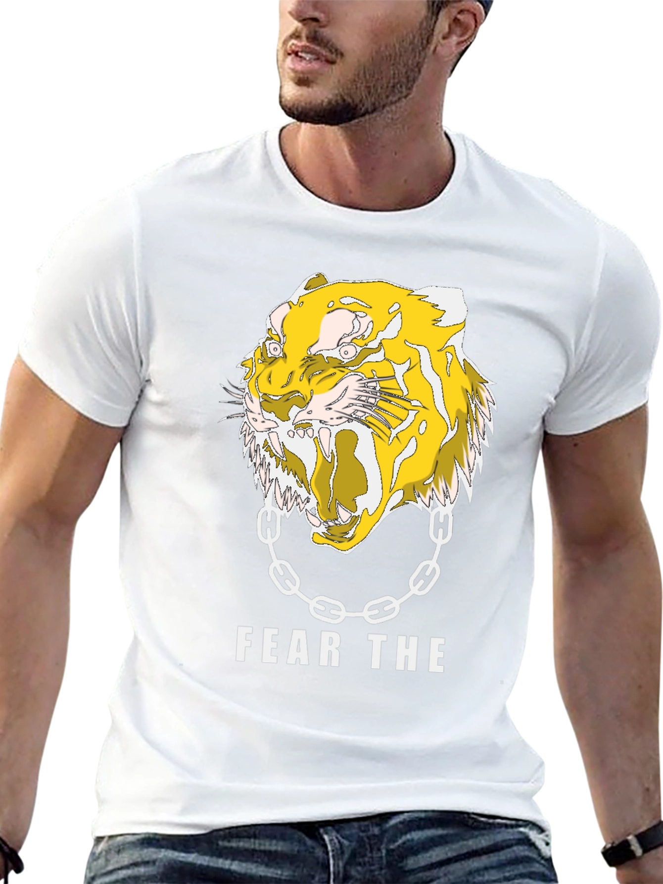 Fear the Tiger Graphic Print Black T-Shirt