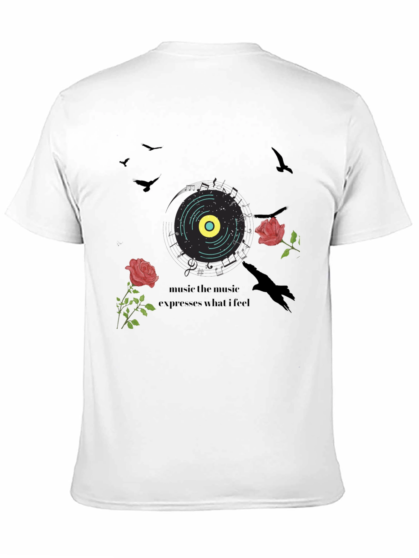 Music Lovers Graphic Tee: Roses & Vinyl