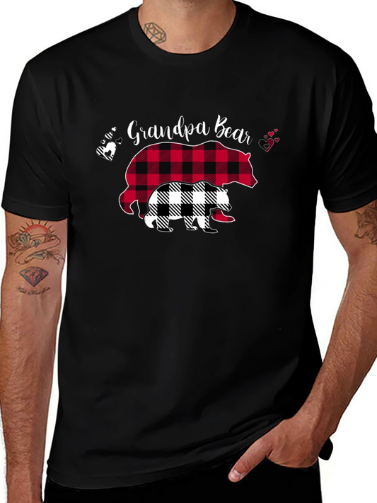 Grandpa Bear T-Shirt - Plaid Bear Design