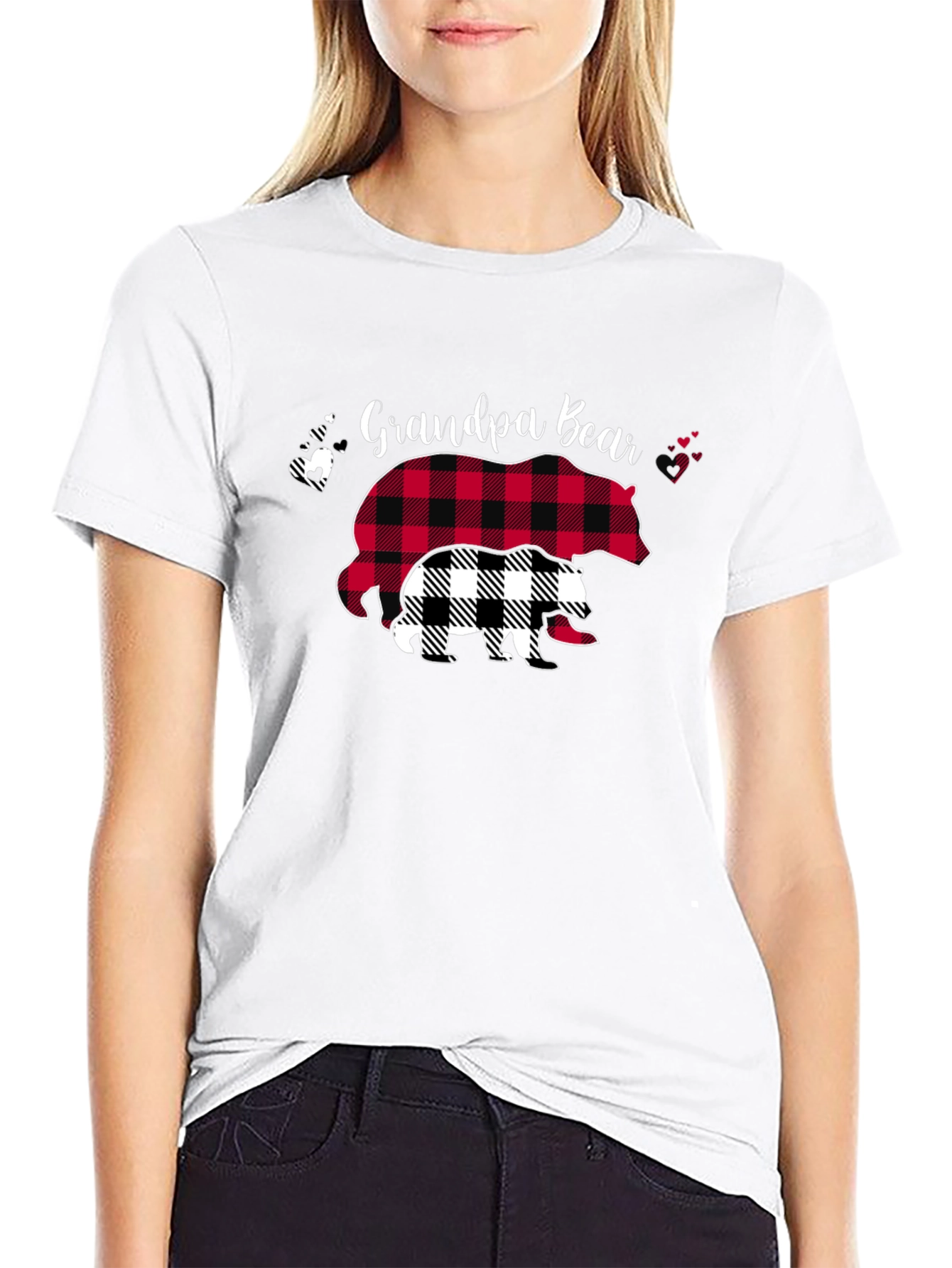 Grandpa Bear T-Shirt - Plaid Bear Design