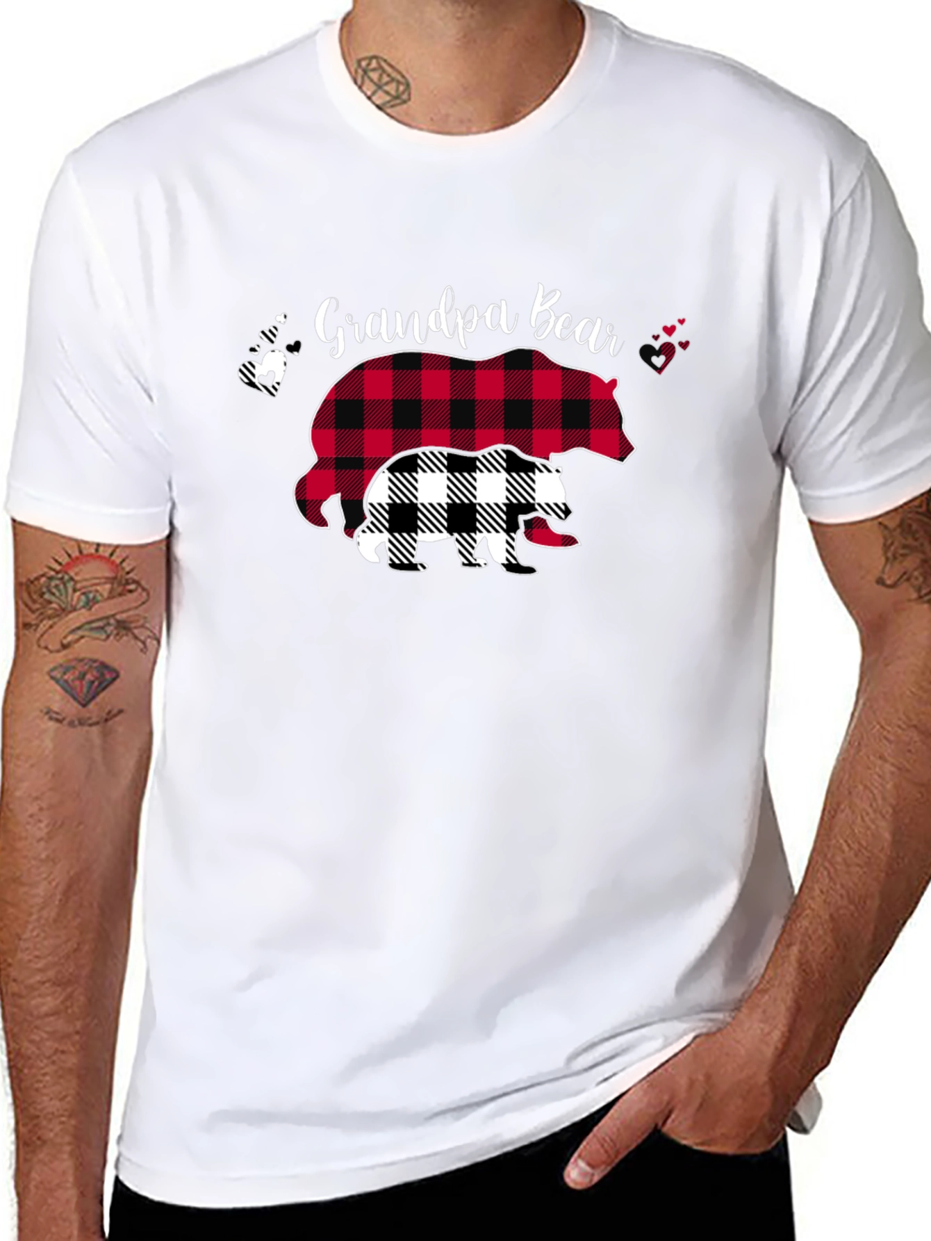 Grandpa Bear T-Shirt - Plaid Bear Design