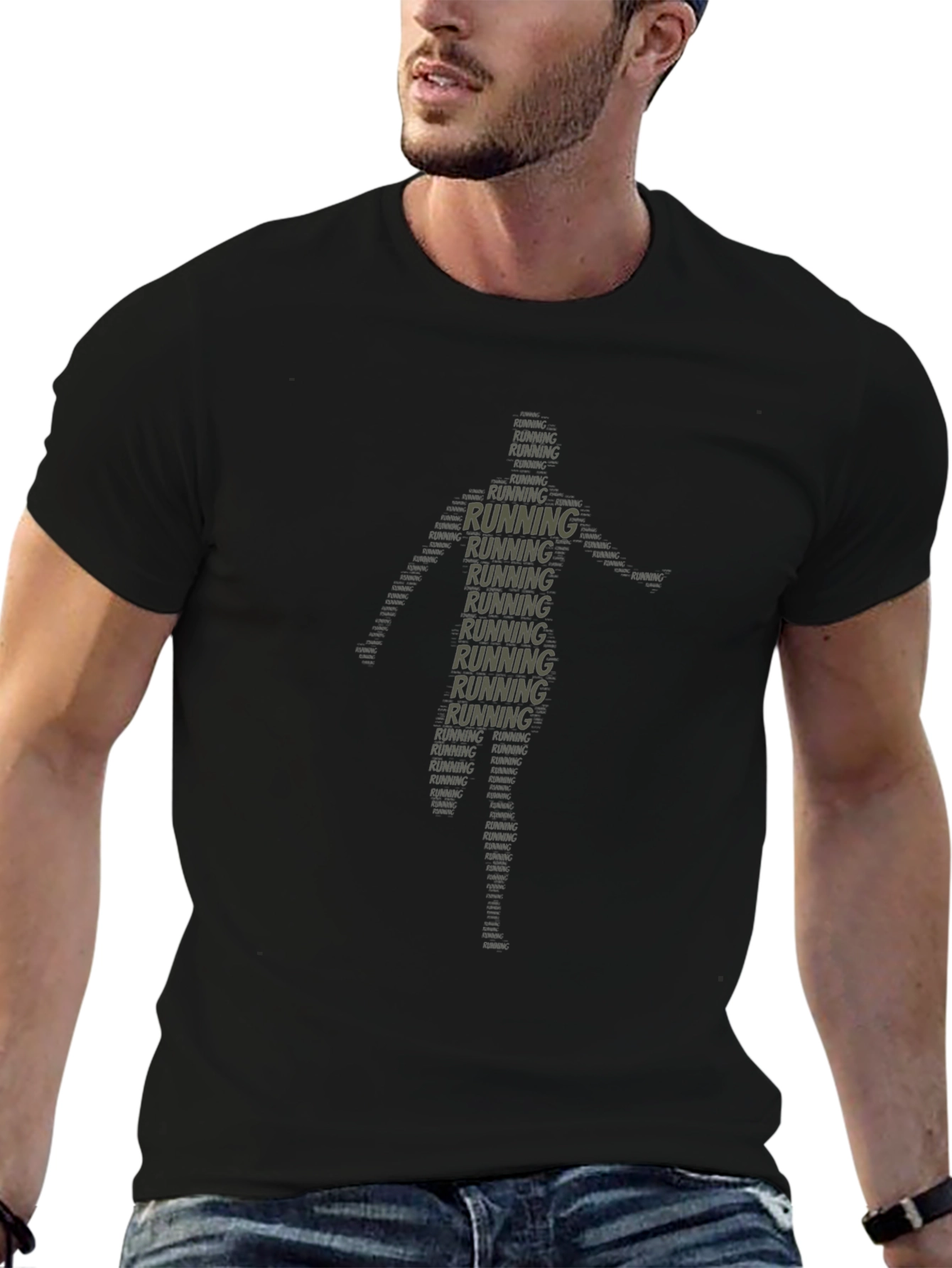 Running Word Art T-Shirt - Black