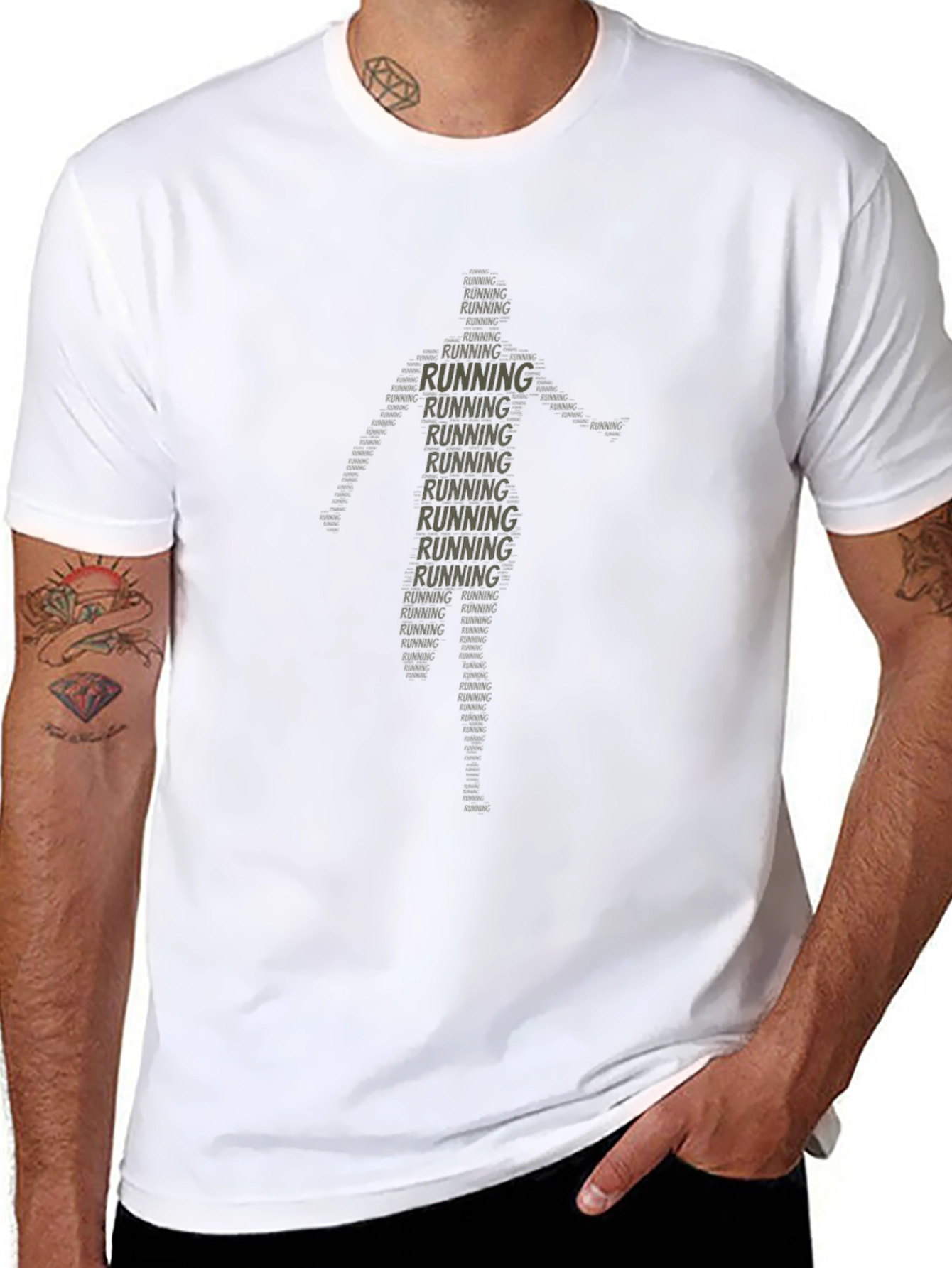 Running Word Art T-Shirt - Black