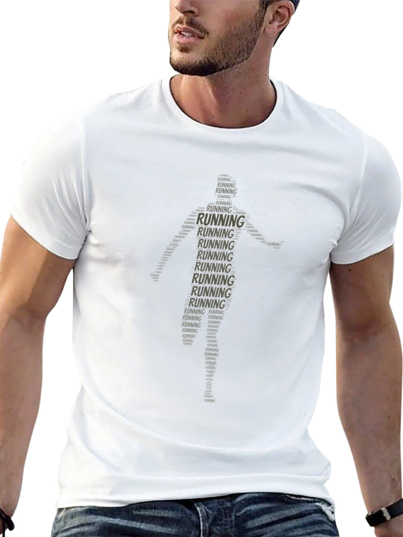 Running Word Art T-Shirt - Black