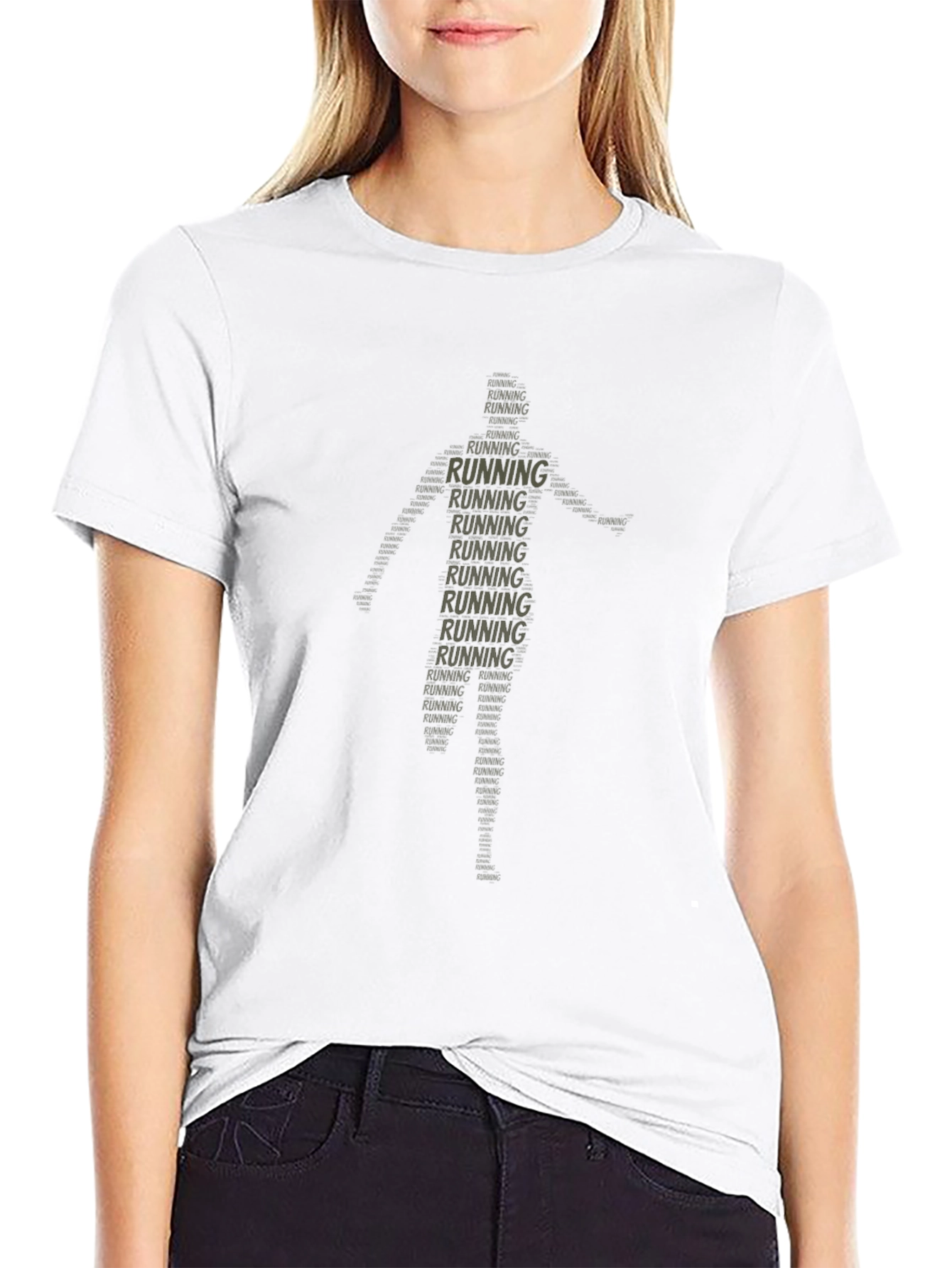 Running Word Art T-Shirt - Black