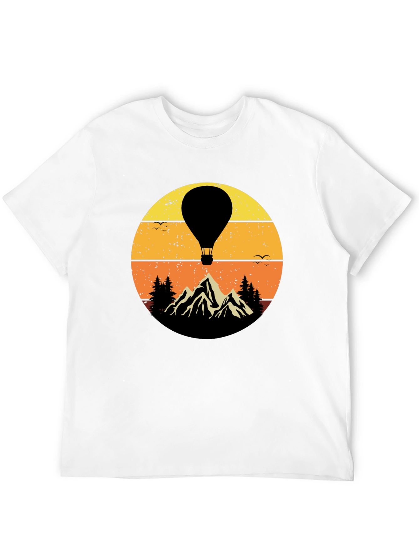 Retro Hot Air Balloon Mountain Graphic T-Shirt