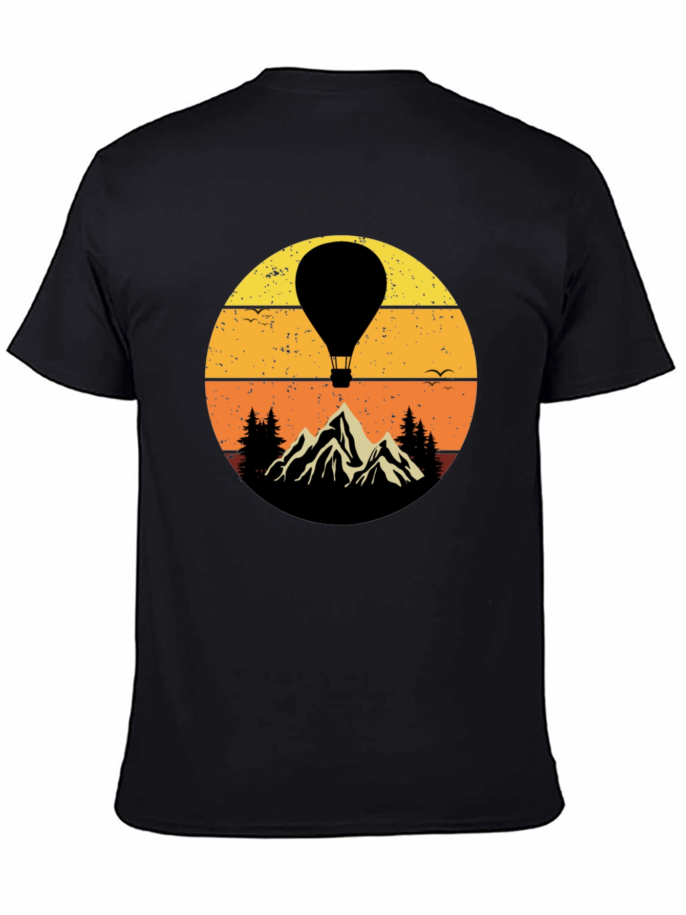 Retro Hot Air Balloon Mountain Graphic T-Shirt