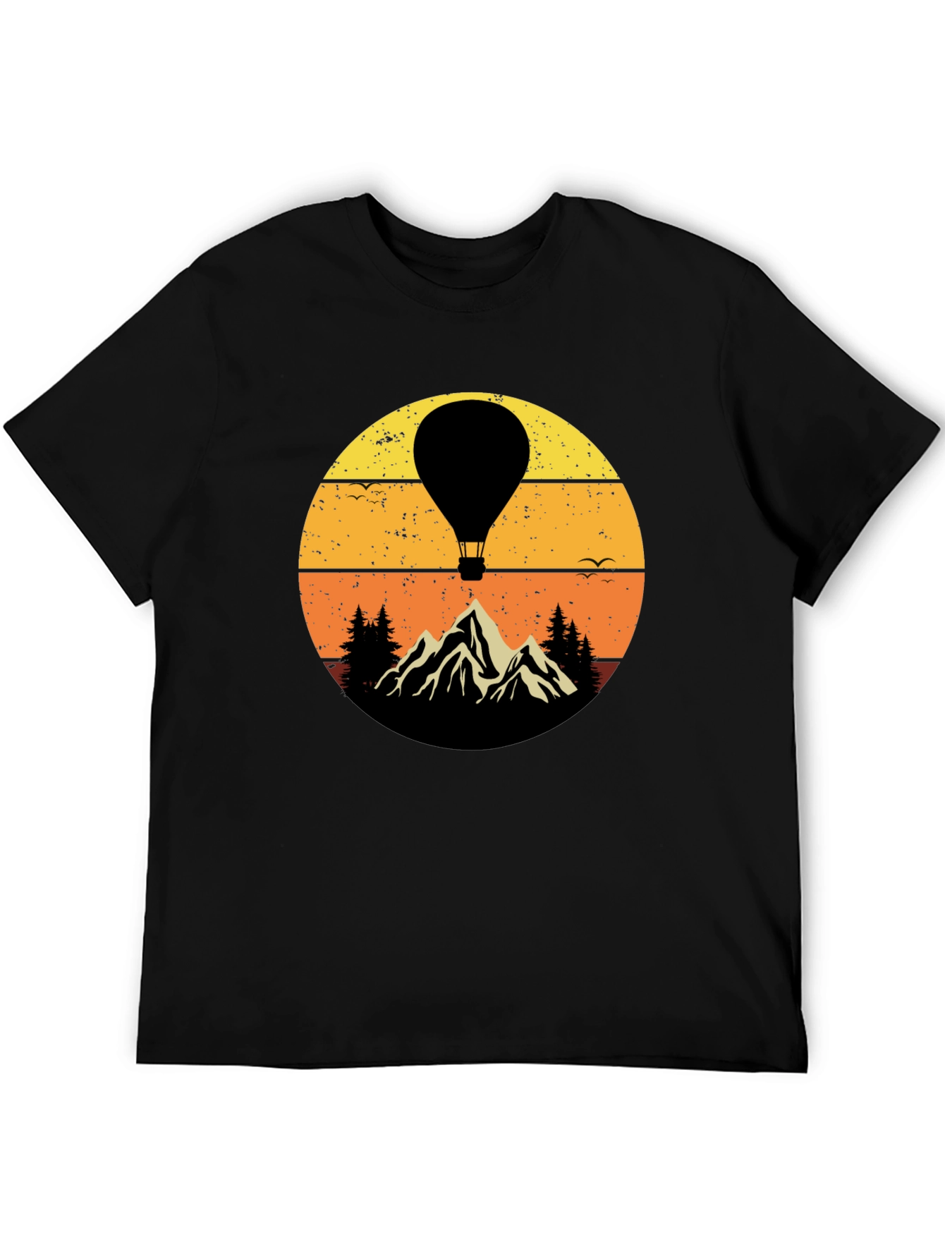 Retro Hot Air Balloon Mountain Graphic T-Shirt