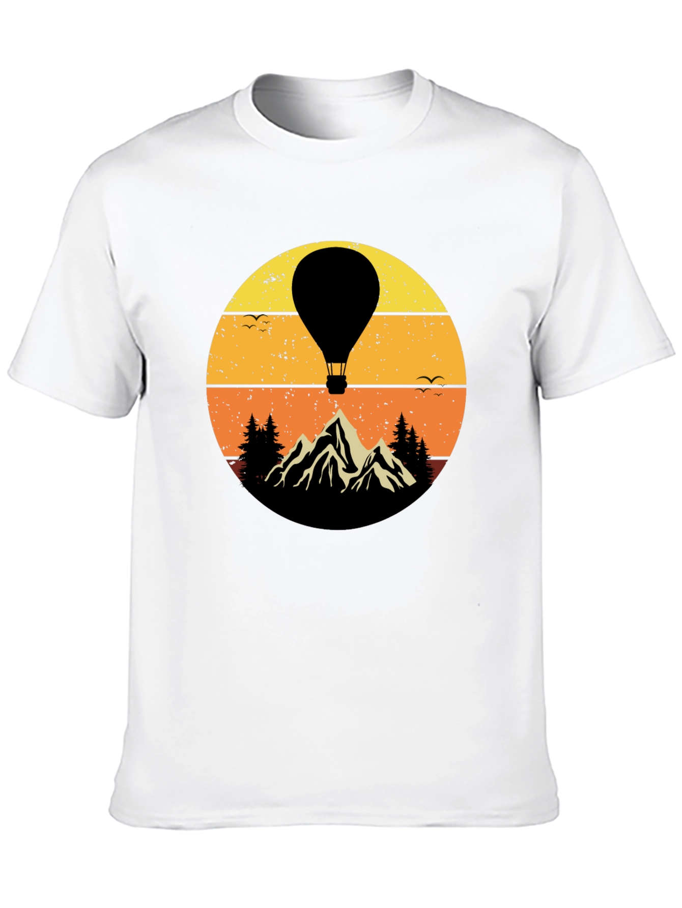 Retro Hot Air Balloon Mountain Graphic T-Shirt