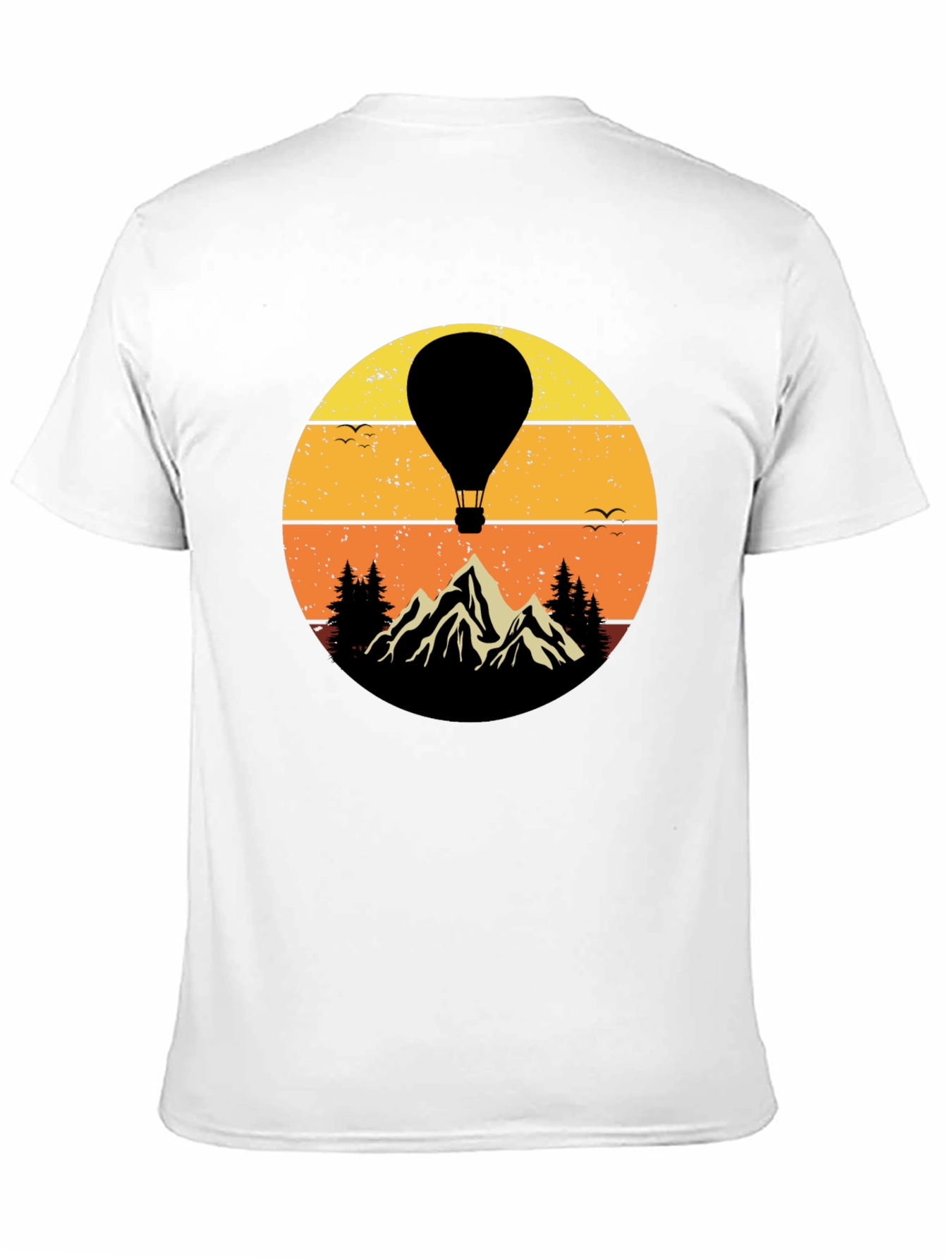 Retro Hot Air Balloon Mountain Graphic T-Shirt