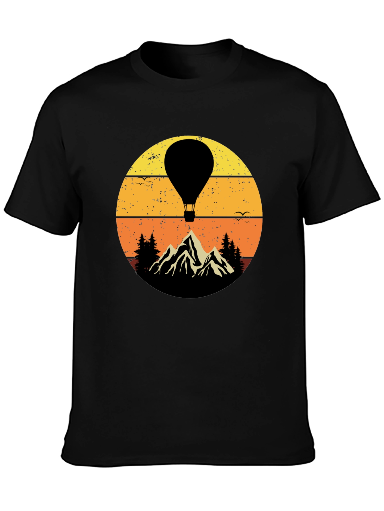 Retro Hot Air Balloon Mountain Graphic T-Shirt