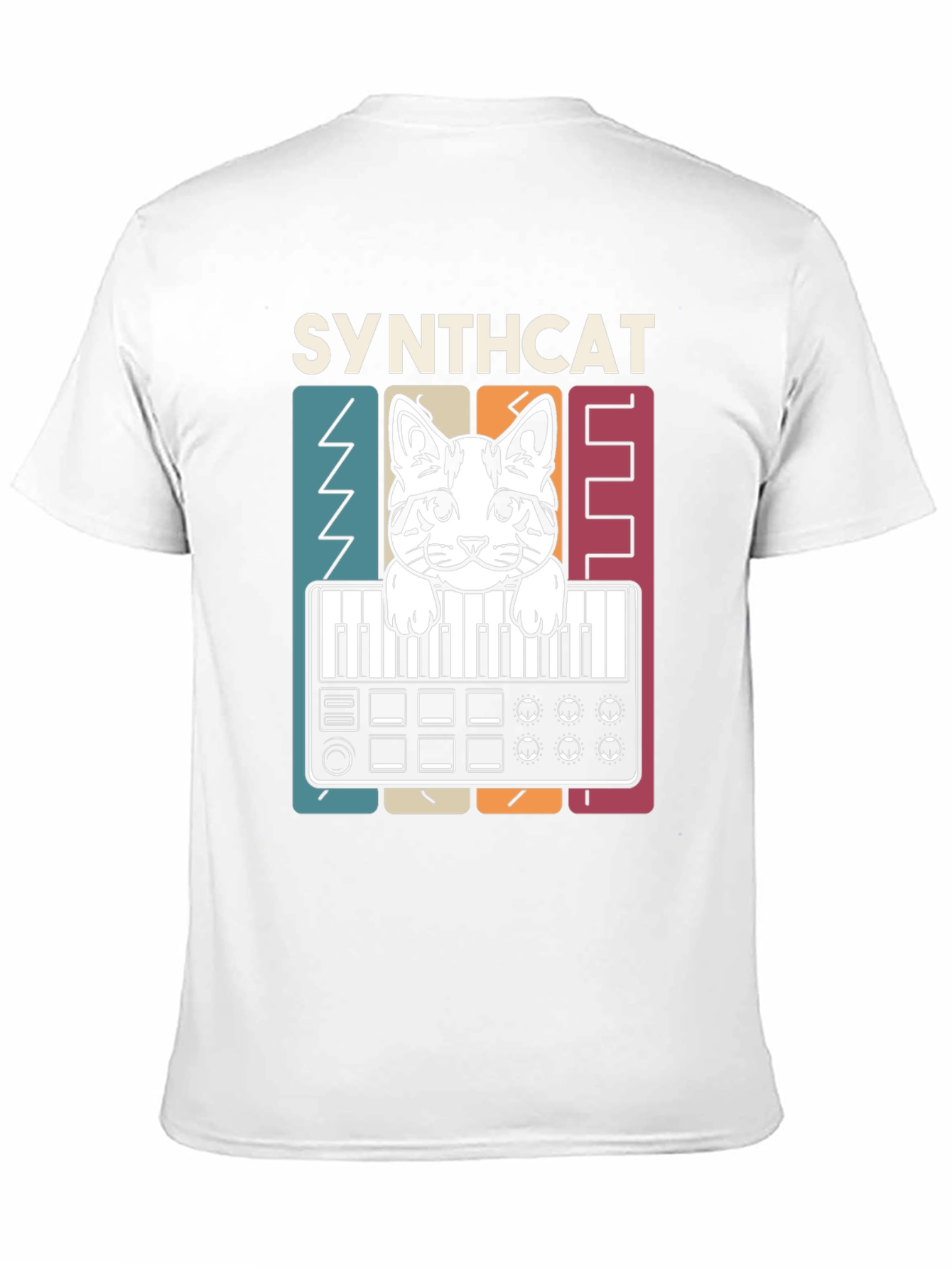 Synthcat T-Shirt - Musical Cat Keyboard Design
